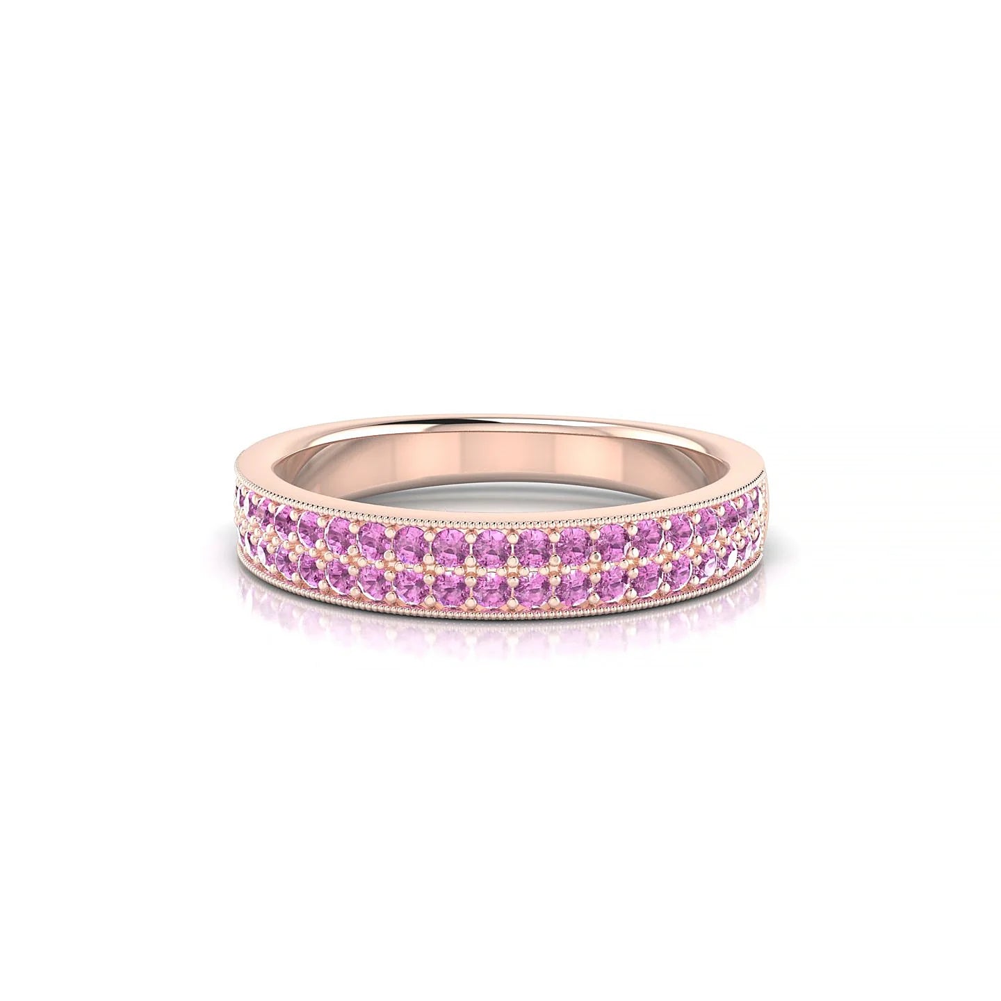 Rhyme | 18k Rose Gold 1.3 mm Round Pink Sapphire Ring