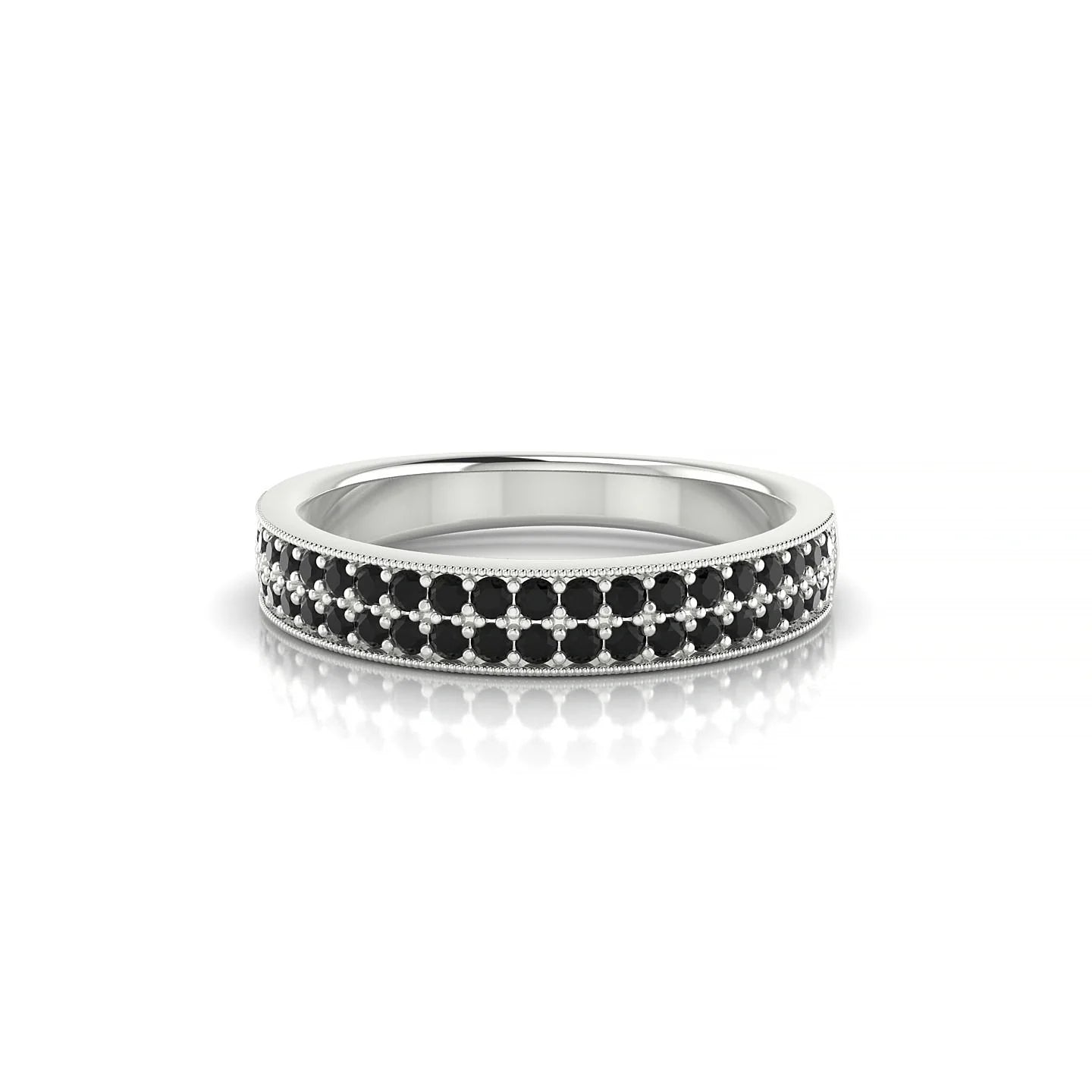 Rhyme | 18k White Gold 1.3 mm Round Black Diamond Ring