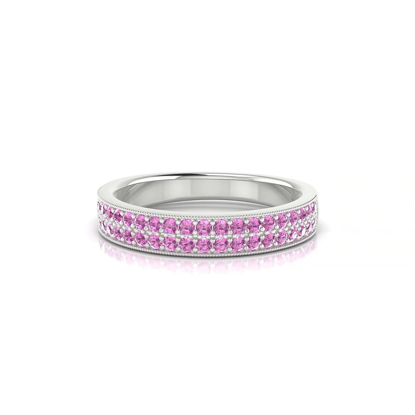 Rhyme | 18k White Gold 1.3 mm Round Pink Sapphire Ring
