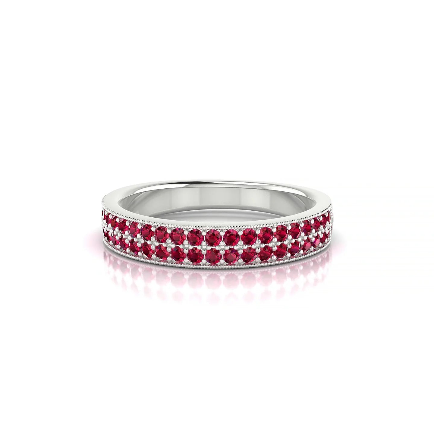 Rhyme | 18k White Gold 1.3 mm Round Ruby Ring