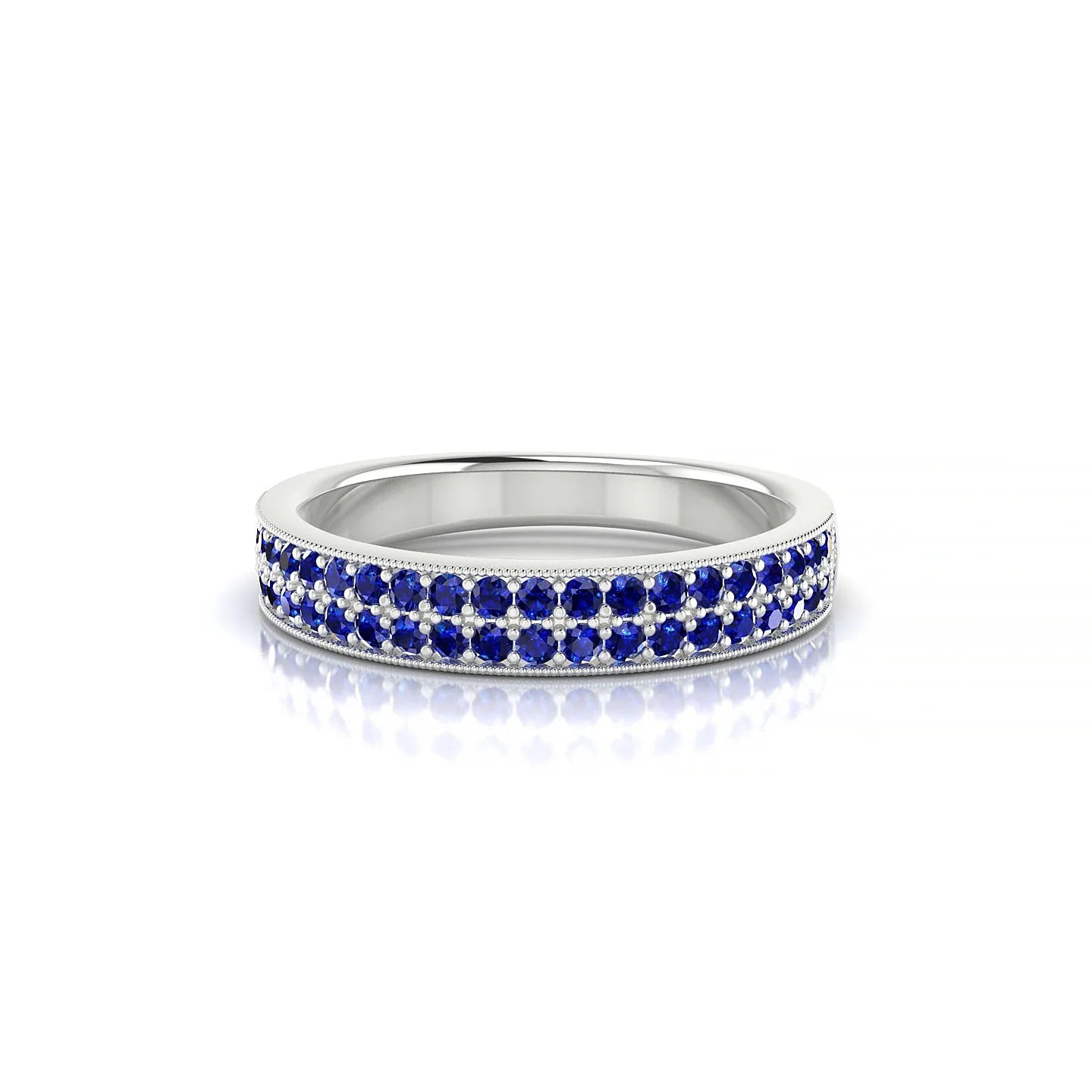 Rhyme | 18k White Gold 1.3 mm Round Sapphire Ring