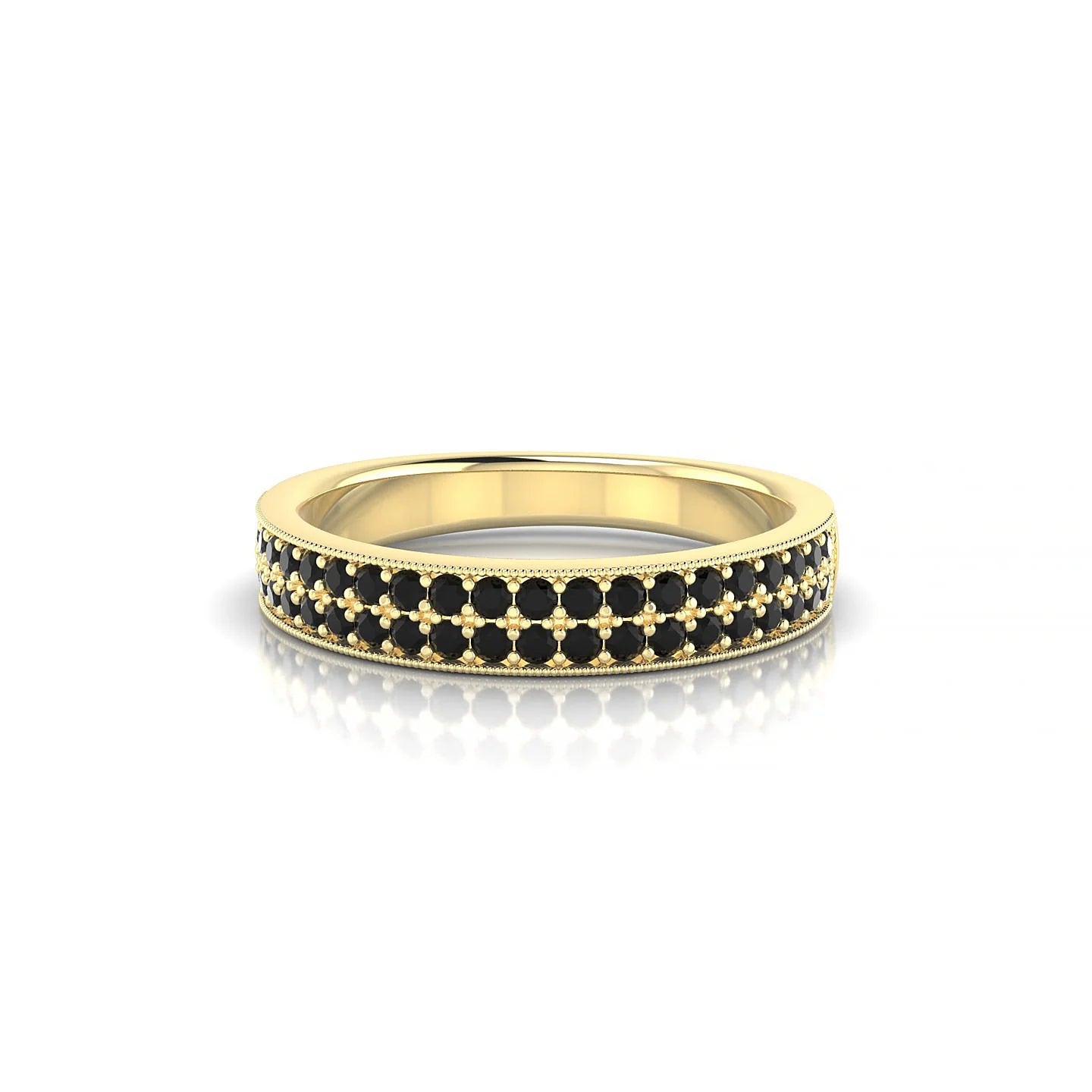 Rhyme | 18k Yellow Gold 1.3 mm Round Black Diamond Ring