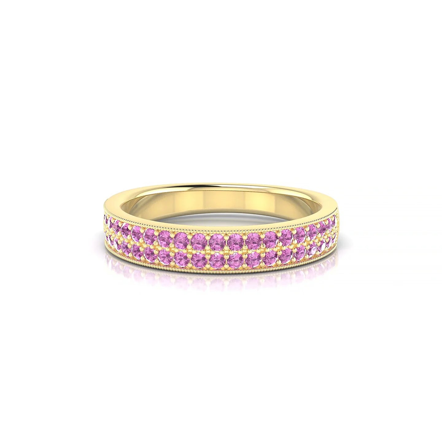 Rhyme | 18k Yellow Gold 1.3 mm Round Pink Sapphire Ring