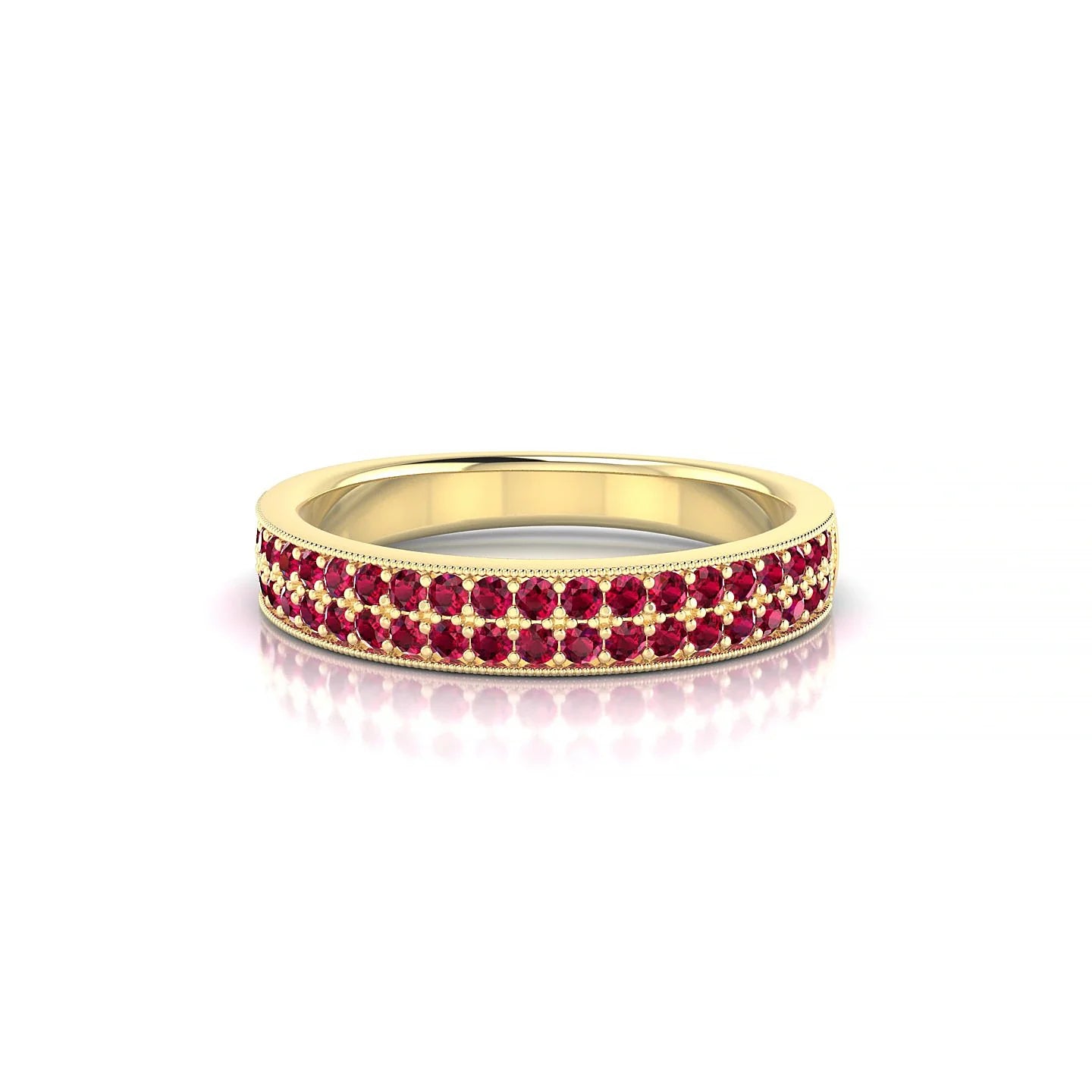 Rhyme | 18k Yellow Gold 1.3 mm Round Ruby Ring