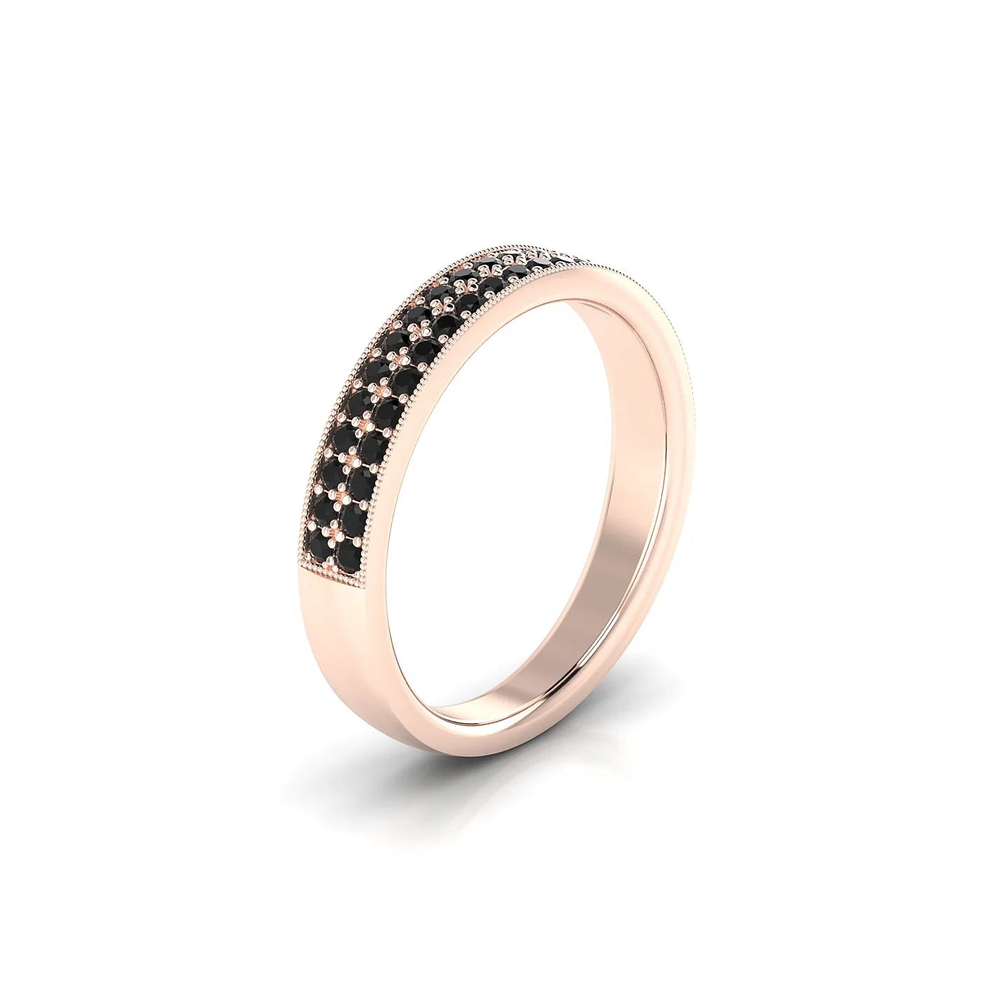 Rhyme | 18k Rose Gold 1.3 mm Round Black Diamond Ring