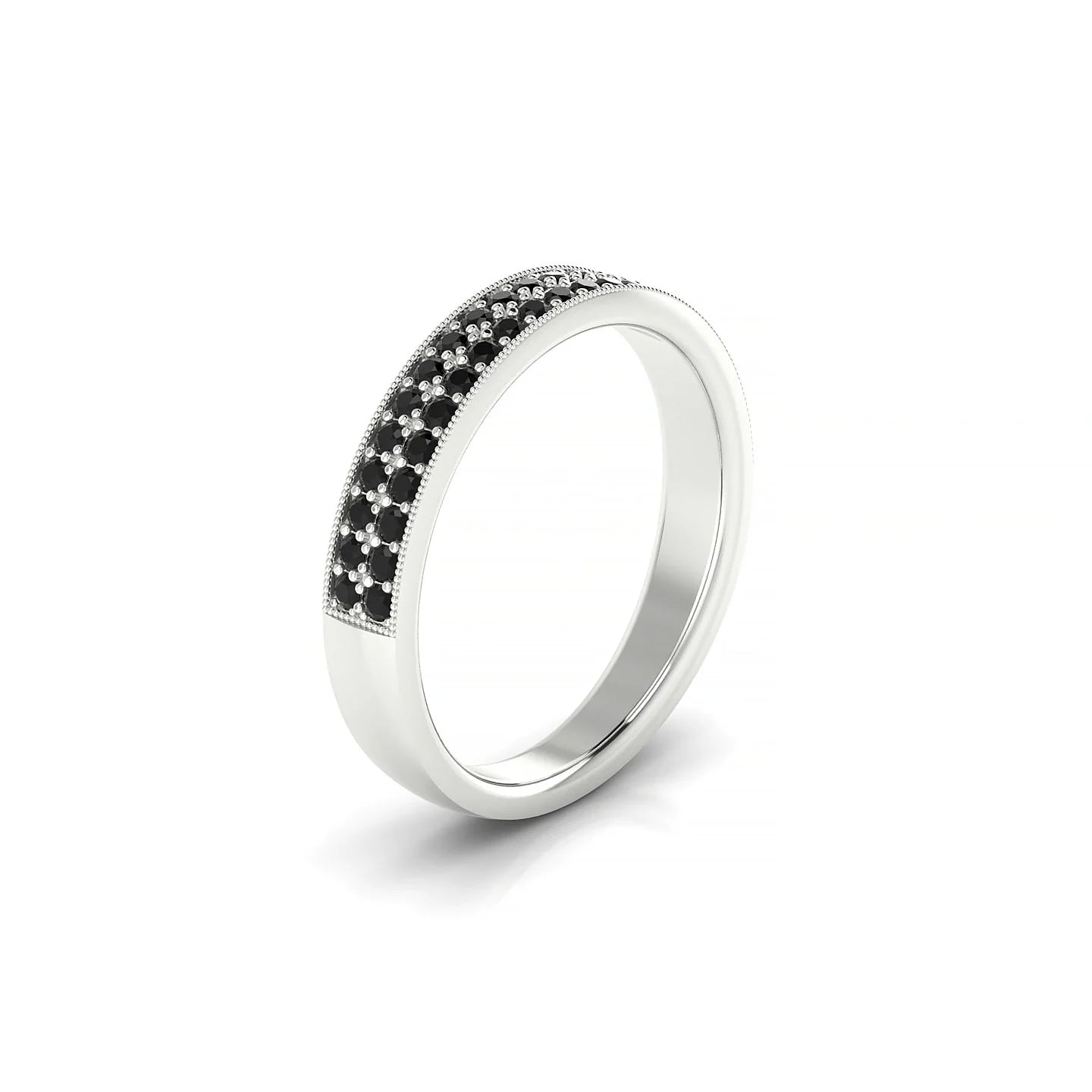 Rhyme | 18k White Gold 1.3 mm Round Black Diamond Ring