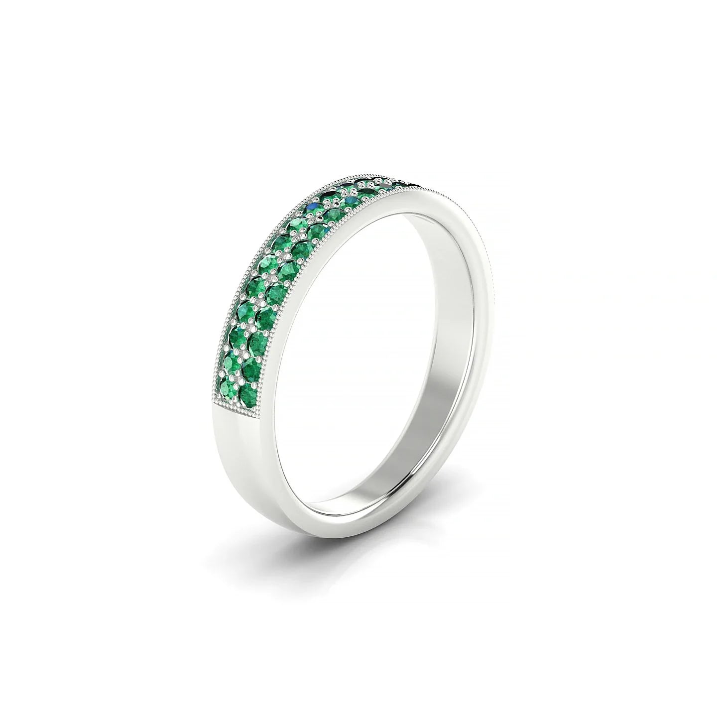 Rhyme | 18k White Gold 1.3 mm Round Emerald Ring