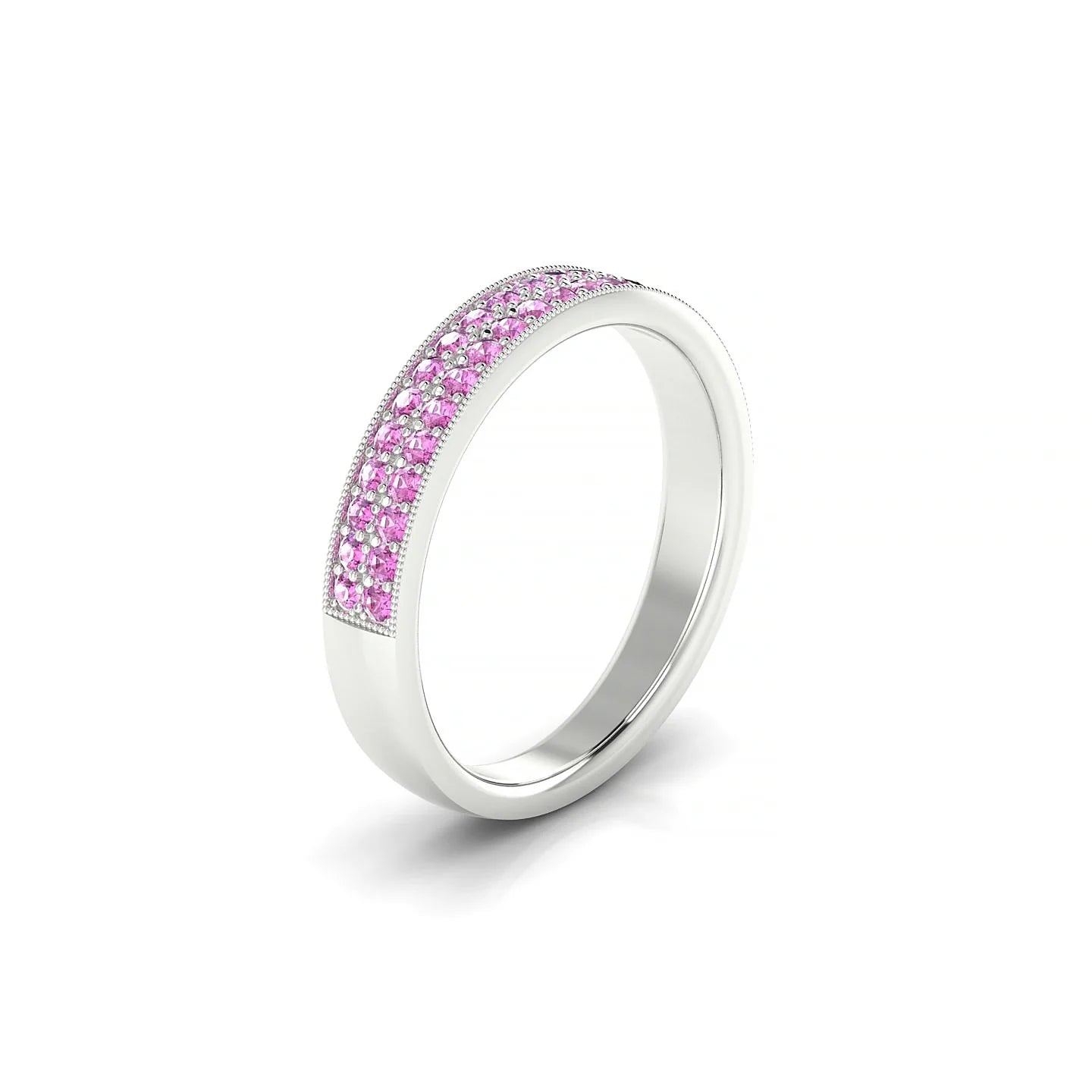 Rhyme | 18k White Gold 1.3 mm Round Pink Sapphire Ring