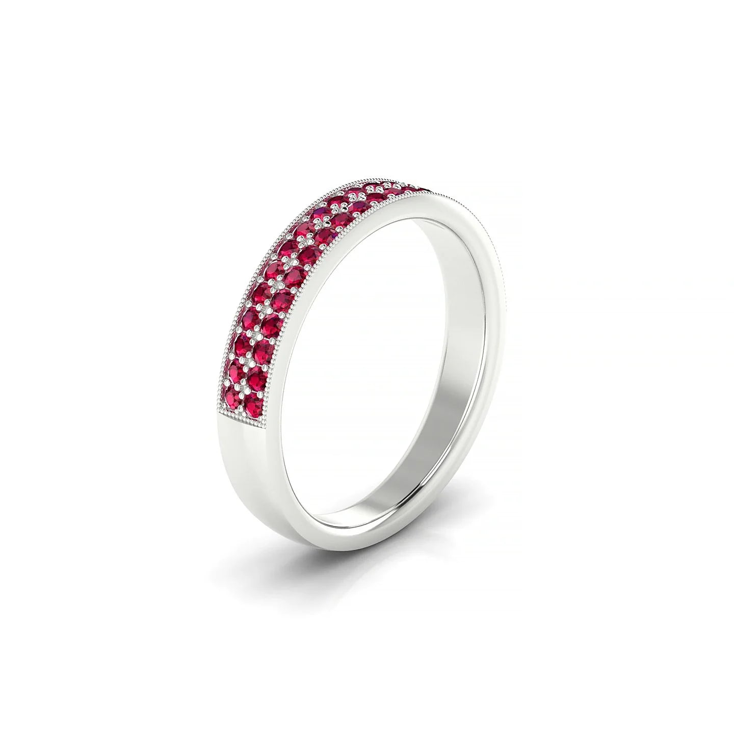 Rhyme | 18k White Gold 1.3 mm Round Ruby Ring