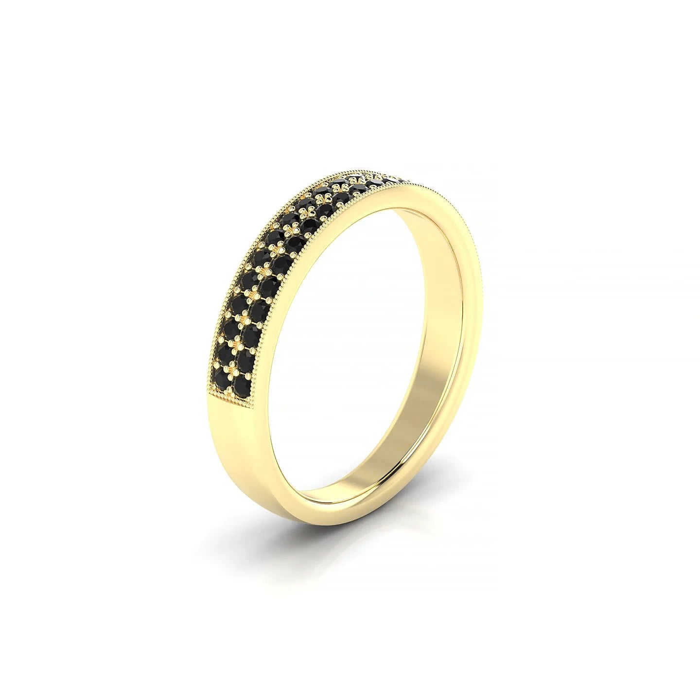 Rhyme | 18k Yellow Gold 1.3 mm Round Black Diamond Ring
