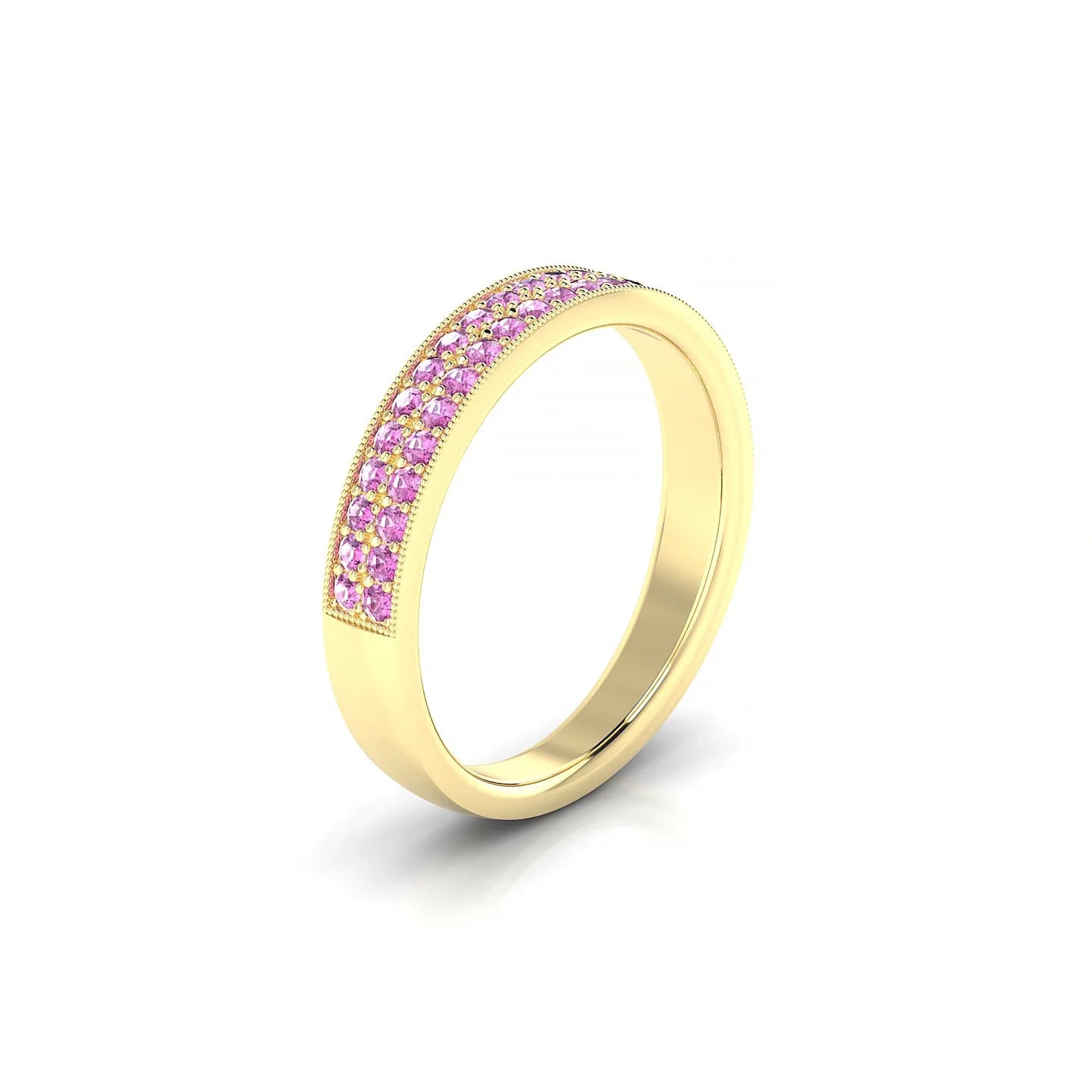 Rhyme | 18k Yellow Gold 1.3 mm Round Pink Sapphire Ring