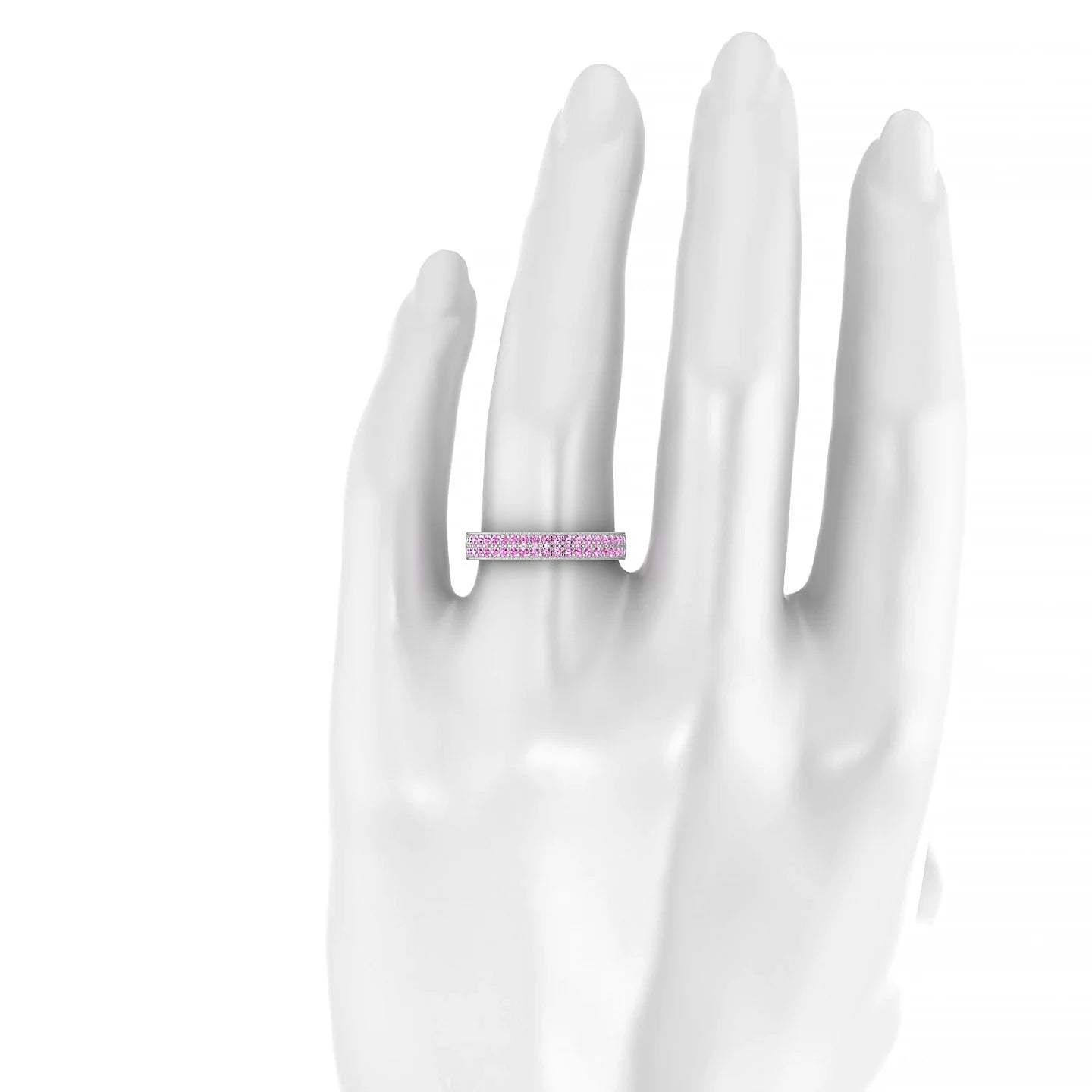 Rhyme | 18k White Gold 1.3 mm Round Pink Sapphire Ring