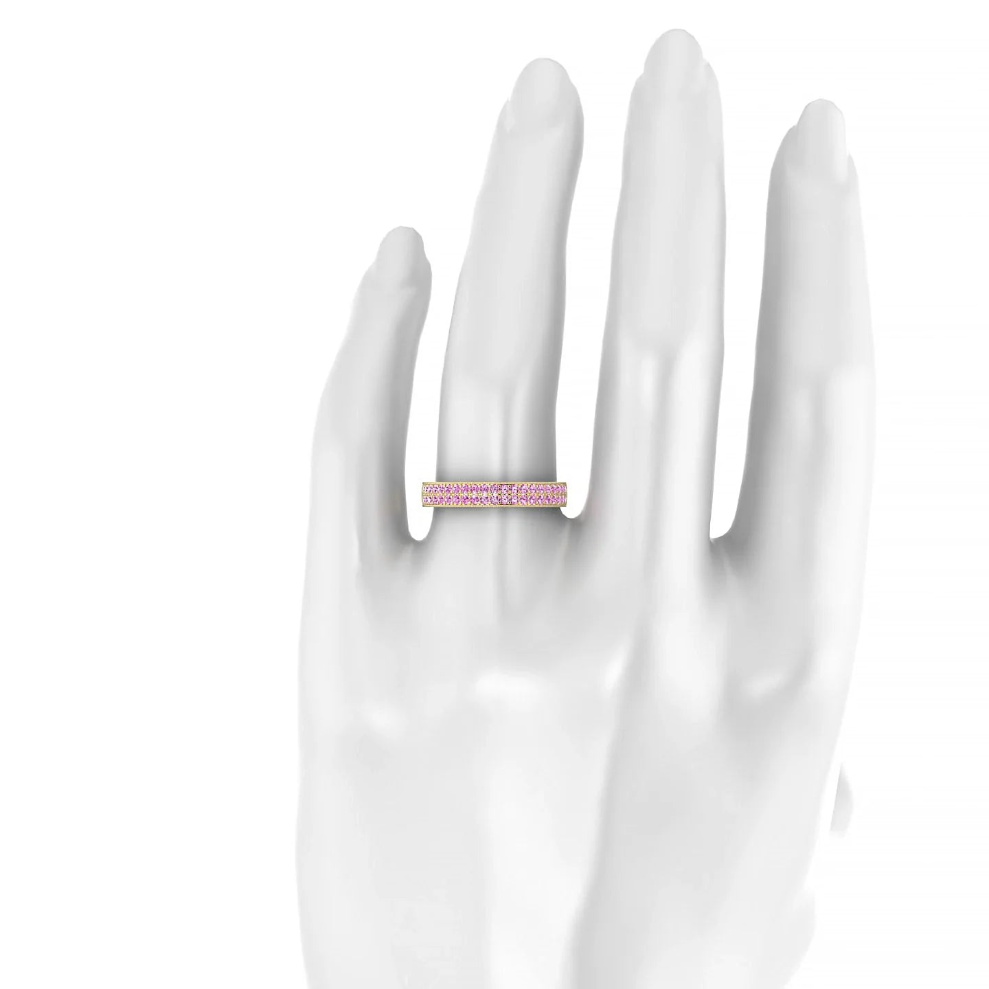 Rhyme | 18k Yellow Gold 1.3 mm Round Pink Sapphire Ring
