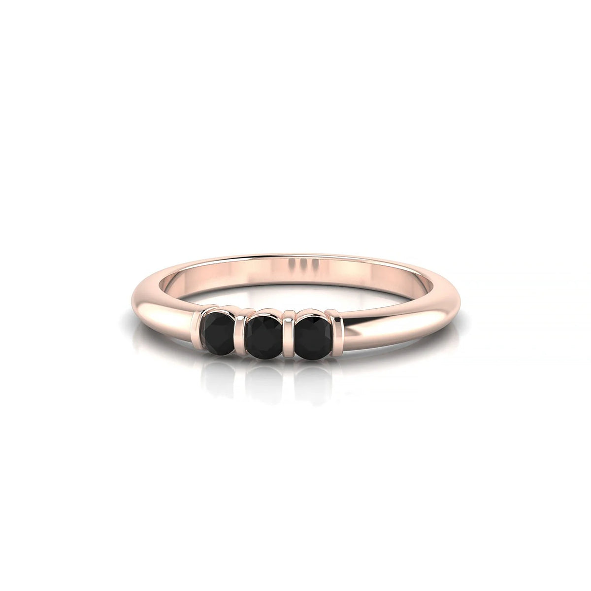 Ridge | 18k Rose Gold 2.5 mm Round Black Diamond Ring