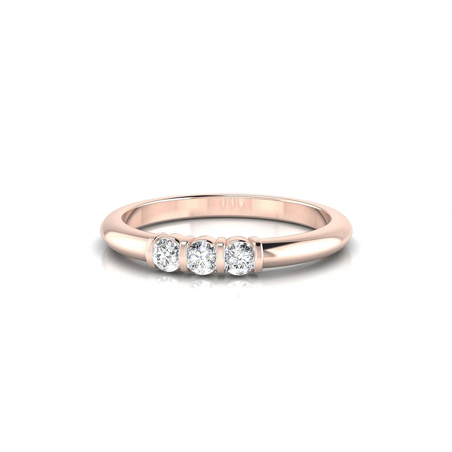Ridge | 18k Rose Gold 2.5 mm Round Diamond Ring