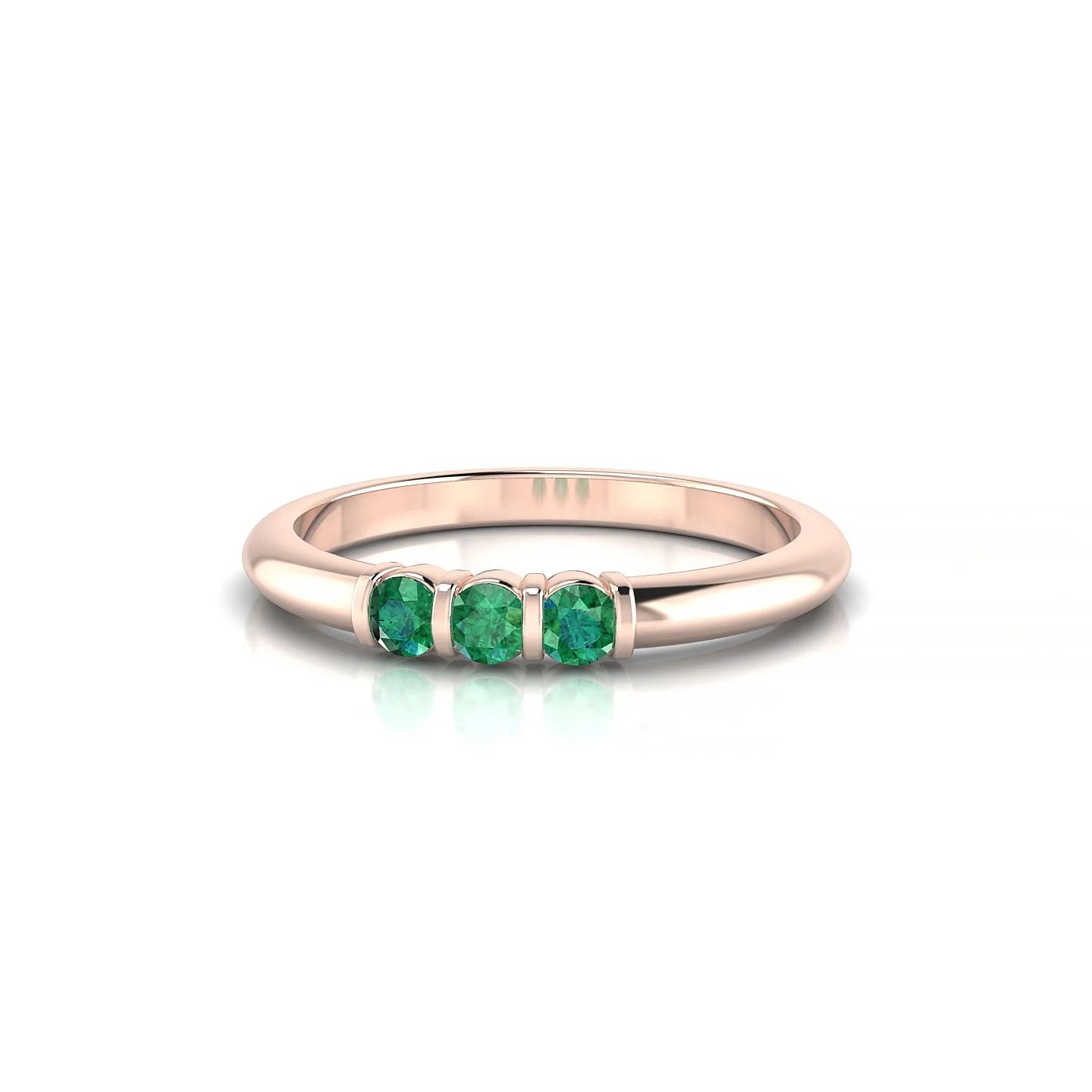 Ridge | 18k Rose Gold 2.5 mm Round Emerald Ring