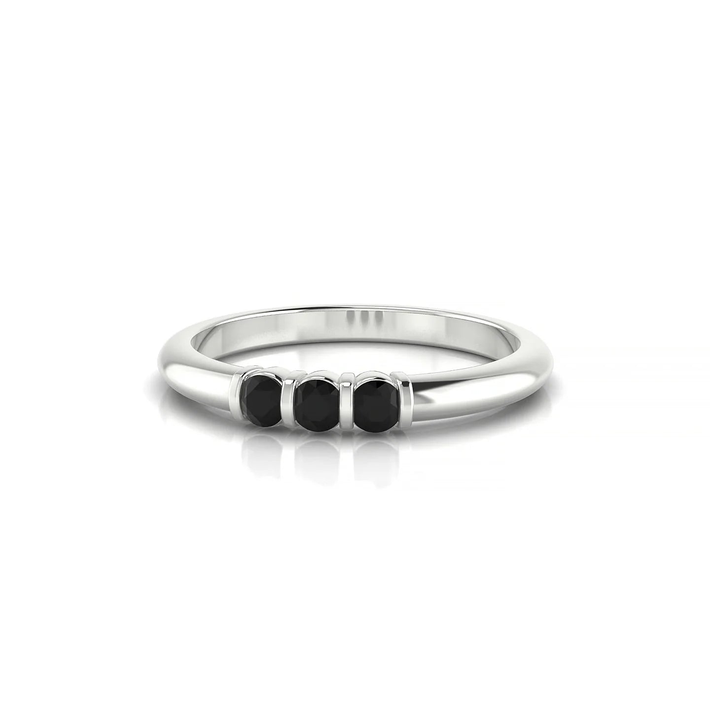 Ridge | 18k White Gold 2.5 mm Round Black Diamond Ring