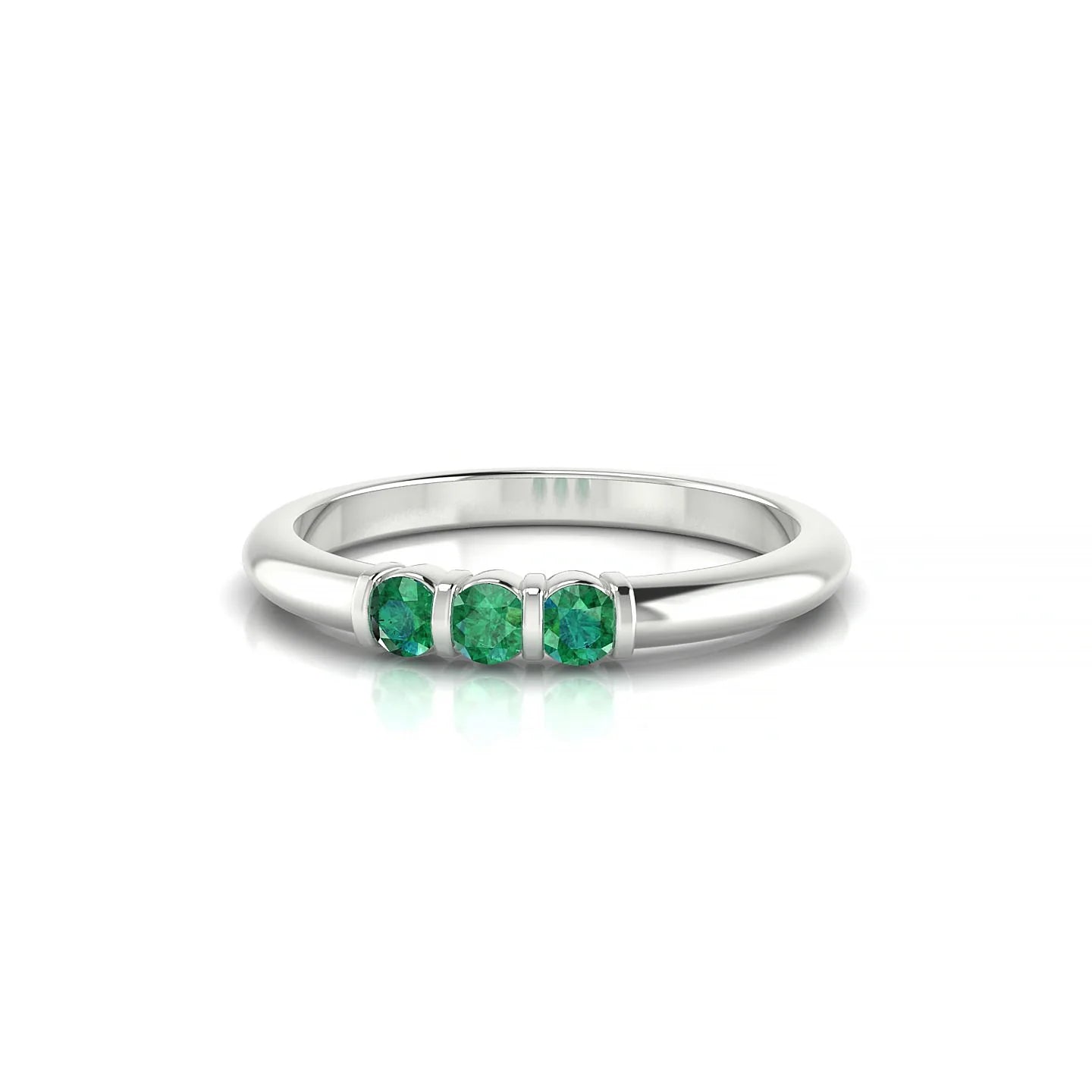 Ridge | 18k White Gold 2.5 mm Round Emerald Ring
