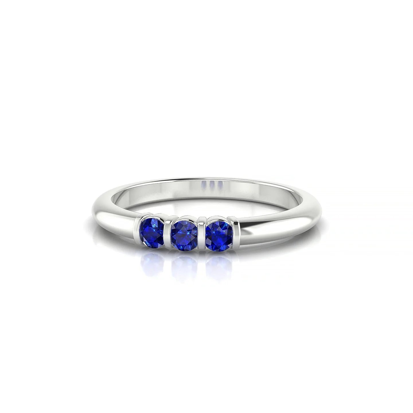 Ridge | 18k White Gold 2.5 mm Round Sapphire Ring