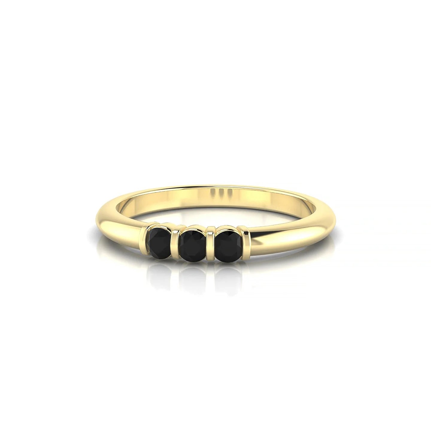 Ridge | 18k Yellow Gold 2.5 mm Round Black Diamond Ring