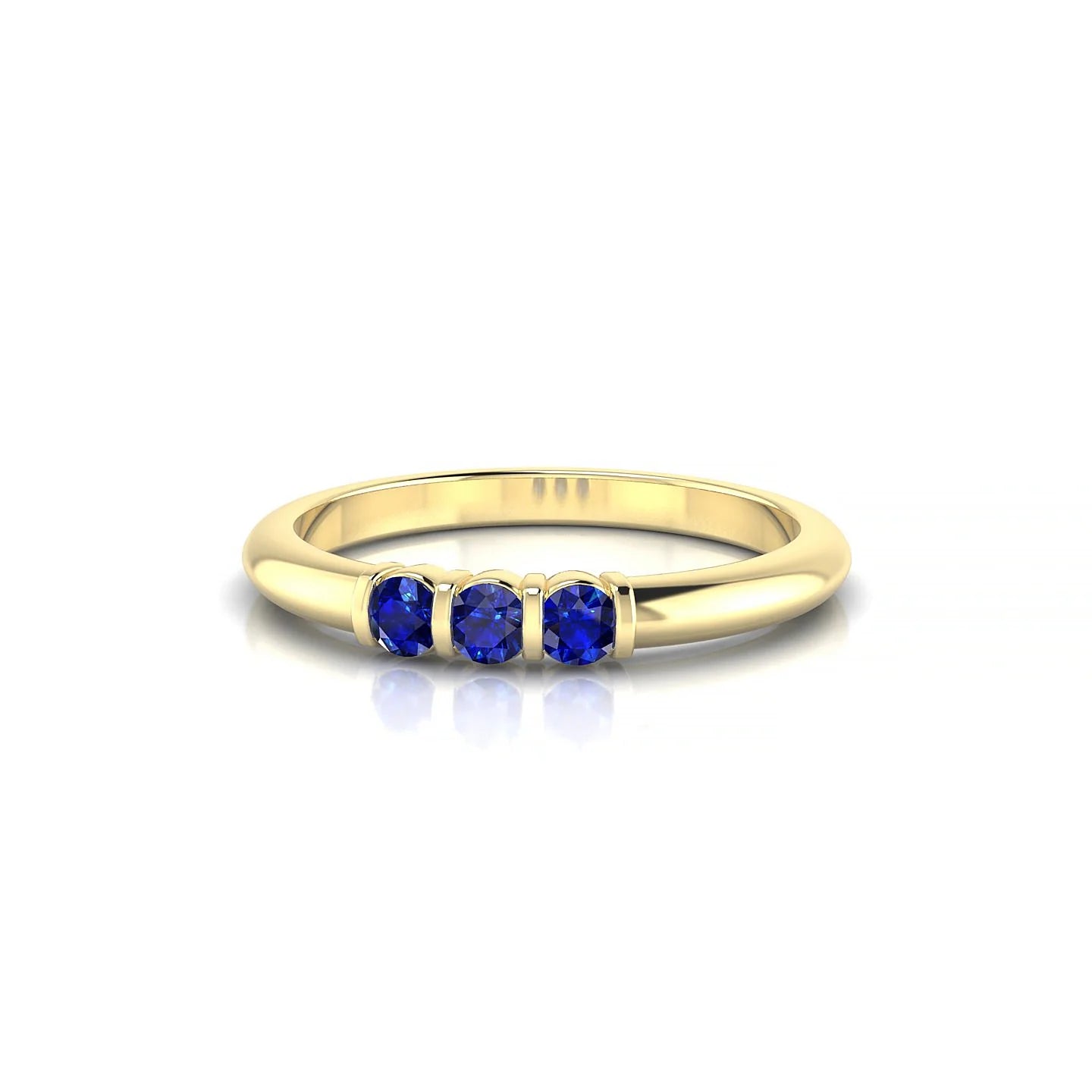 Ridge | 18k Yellow Gold 2.5 mm Round Sapphire Ring