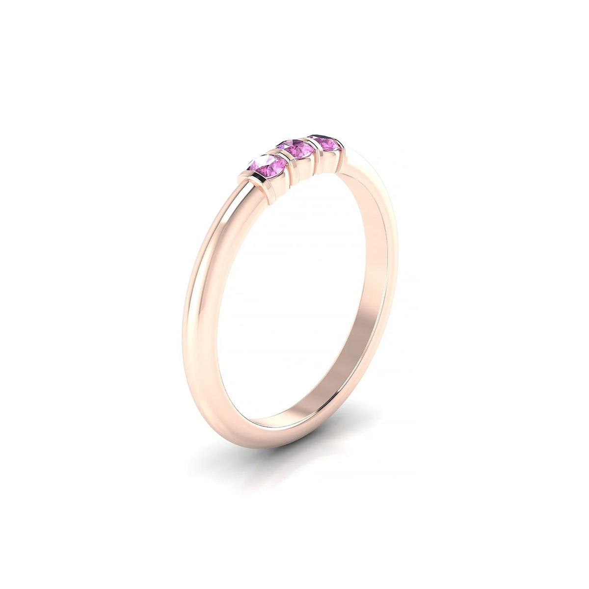 Ridge | 18k Rose Gold 2.5 mm Round Pink Sapphire Ring