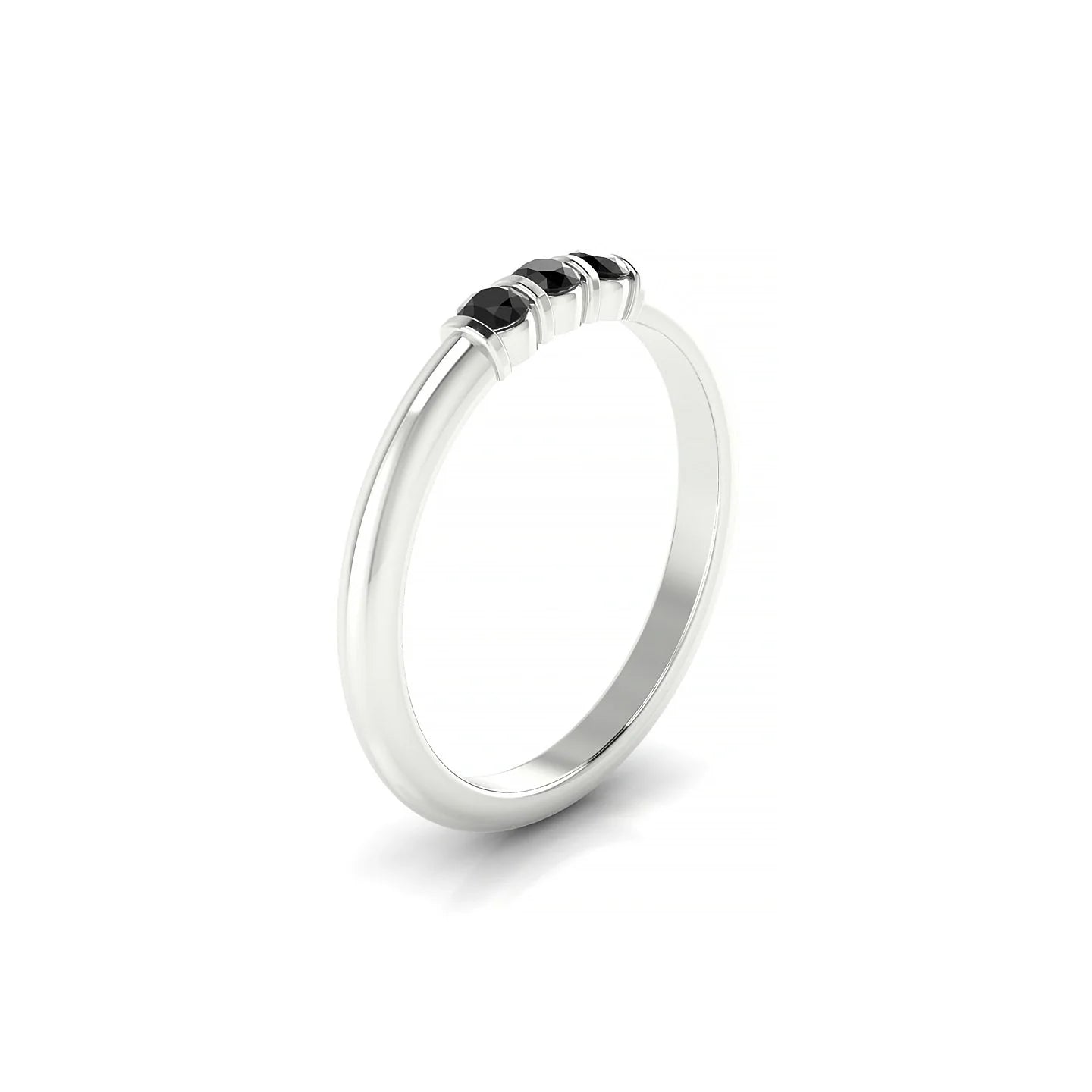 Ridge | 18k White Gold 2.5 mm Round Black Diamond Ring