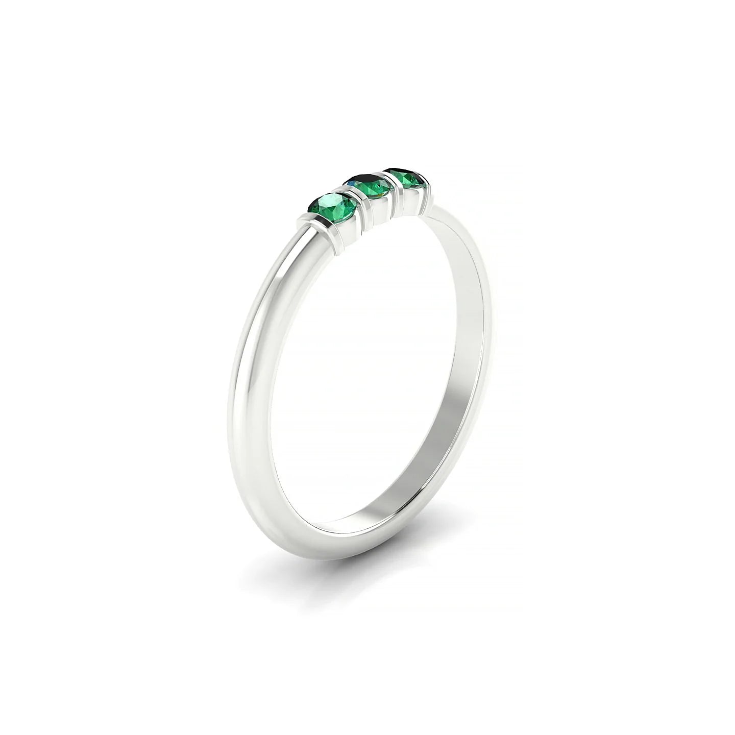 Ridge | 18k White Gold 2.5 mm Round Emerald Ring
