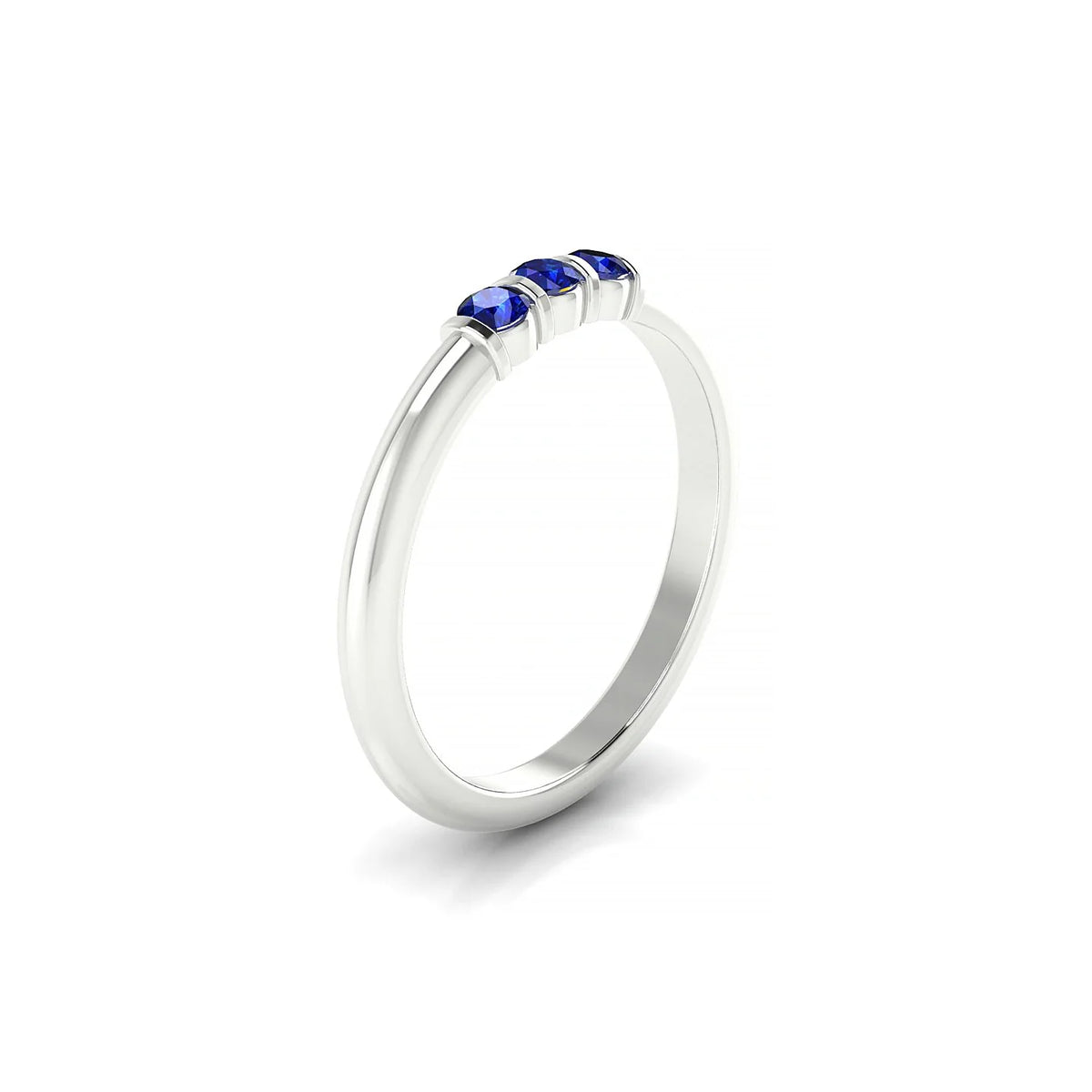 Ridge | 18k White Gold 2.5 mm Round Sapphire Ring