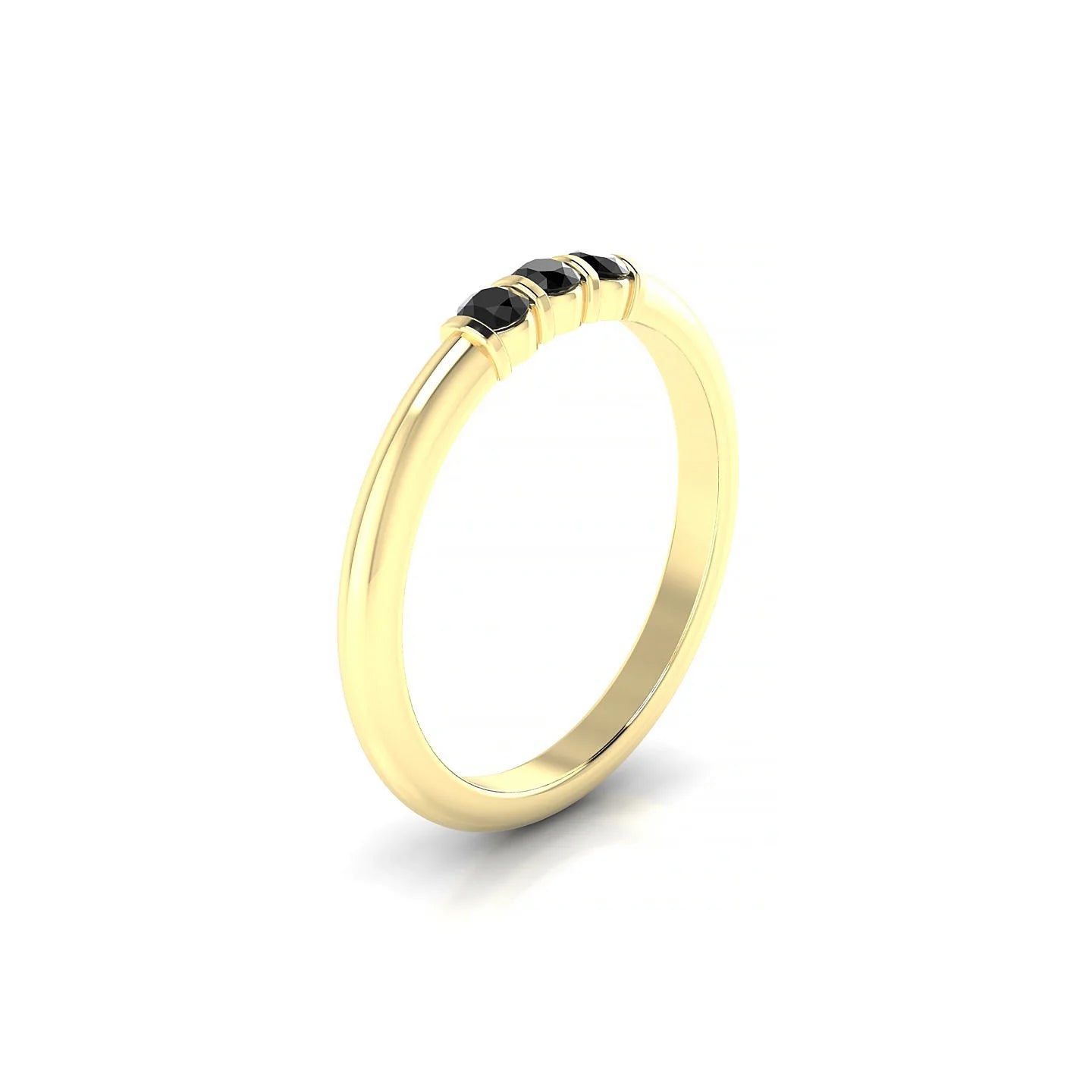 Ridge | 18k Yellow Gold 2.5 mm Round Black Diamond Ring