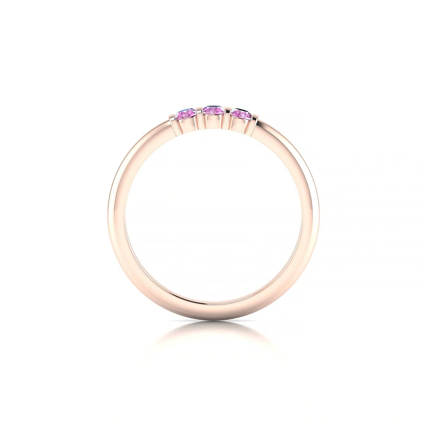 Ridge | 18k Rose Gold 2.5 mm Round Pink Sapphire Ring