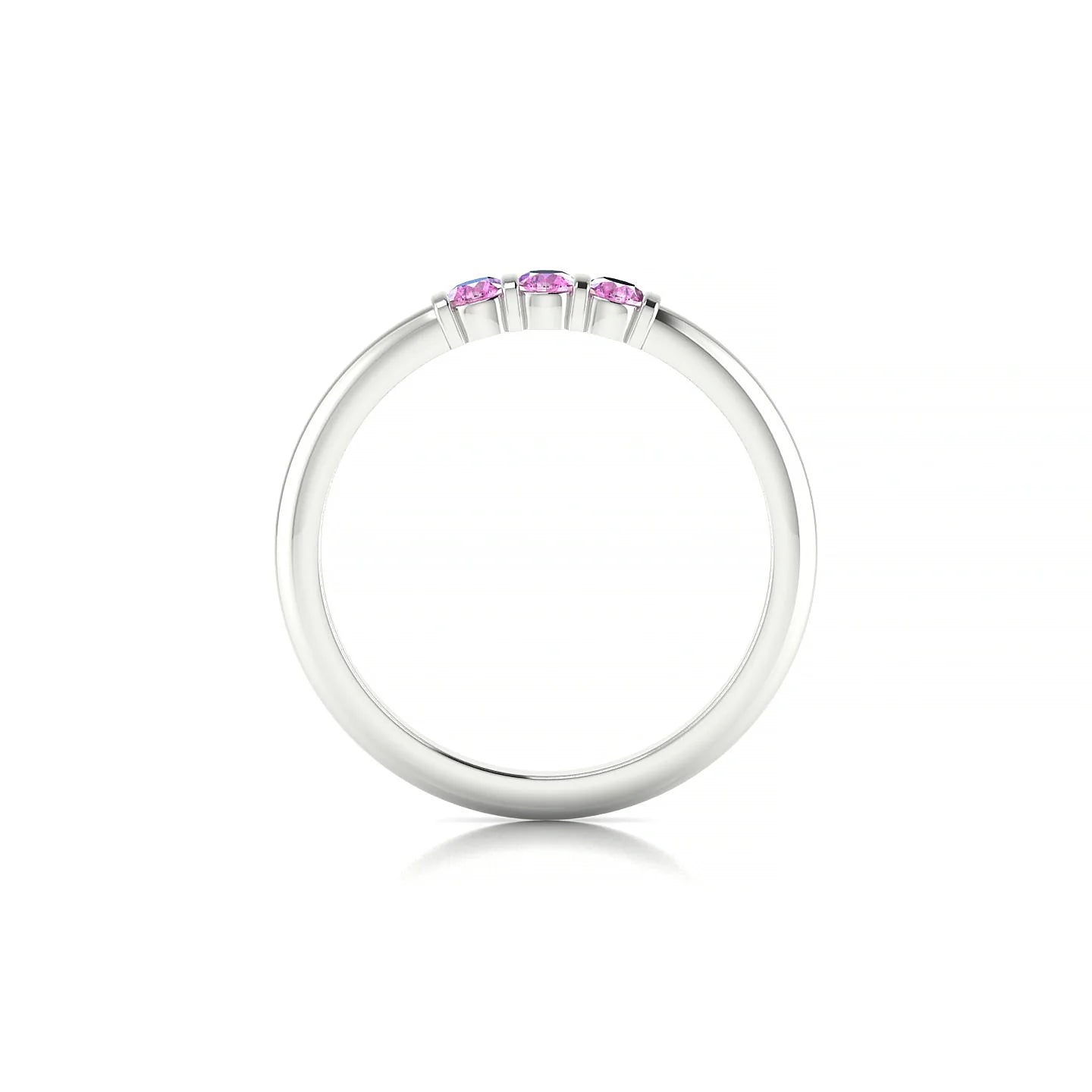 Ridge | 18k White Gold 2.5 mm Round Pink Sapphire Ring