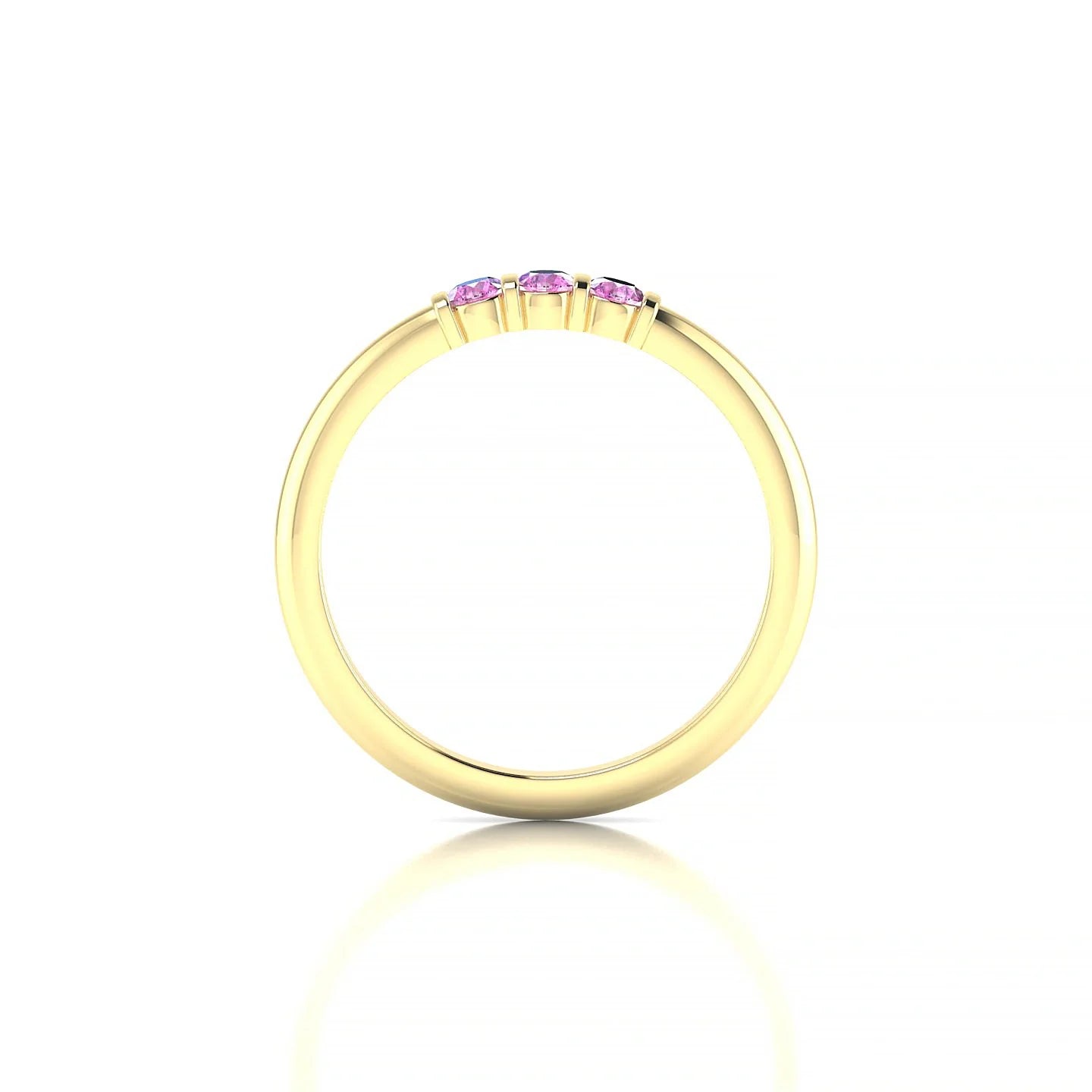 Ridge | 18k Yellow Gold 2.5 mm Round Pink Sapphire Ring