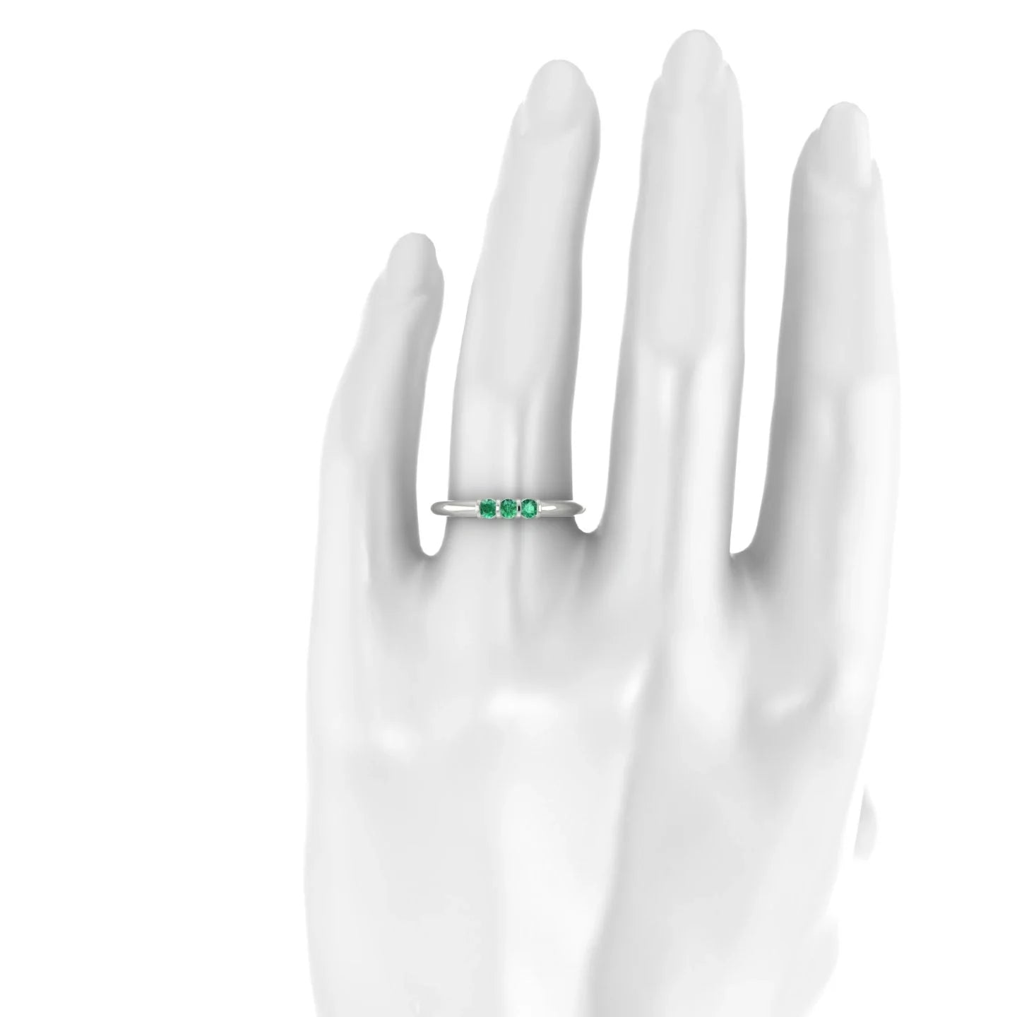 Ridge | 18k White Gold 2.5 mm Round Emerald Ring