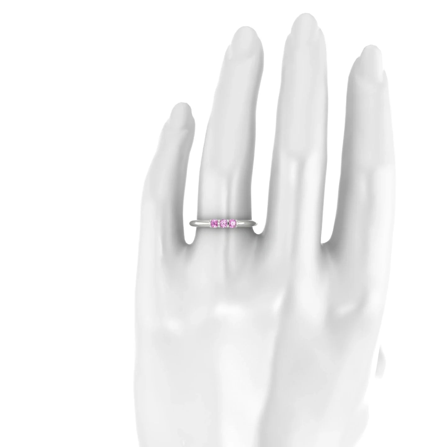 Ridge | 18k White Gold 2.5 mm Round Pink Sapphire Ring