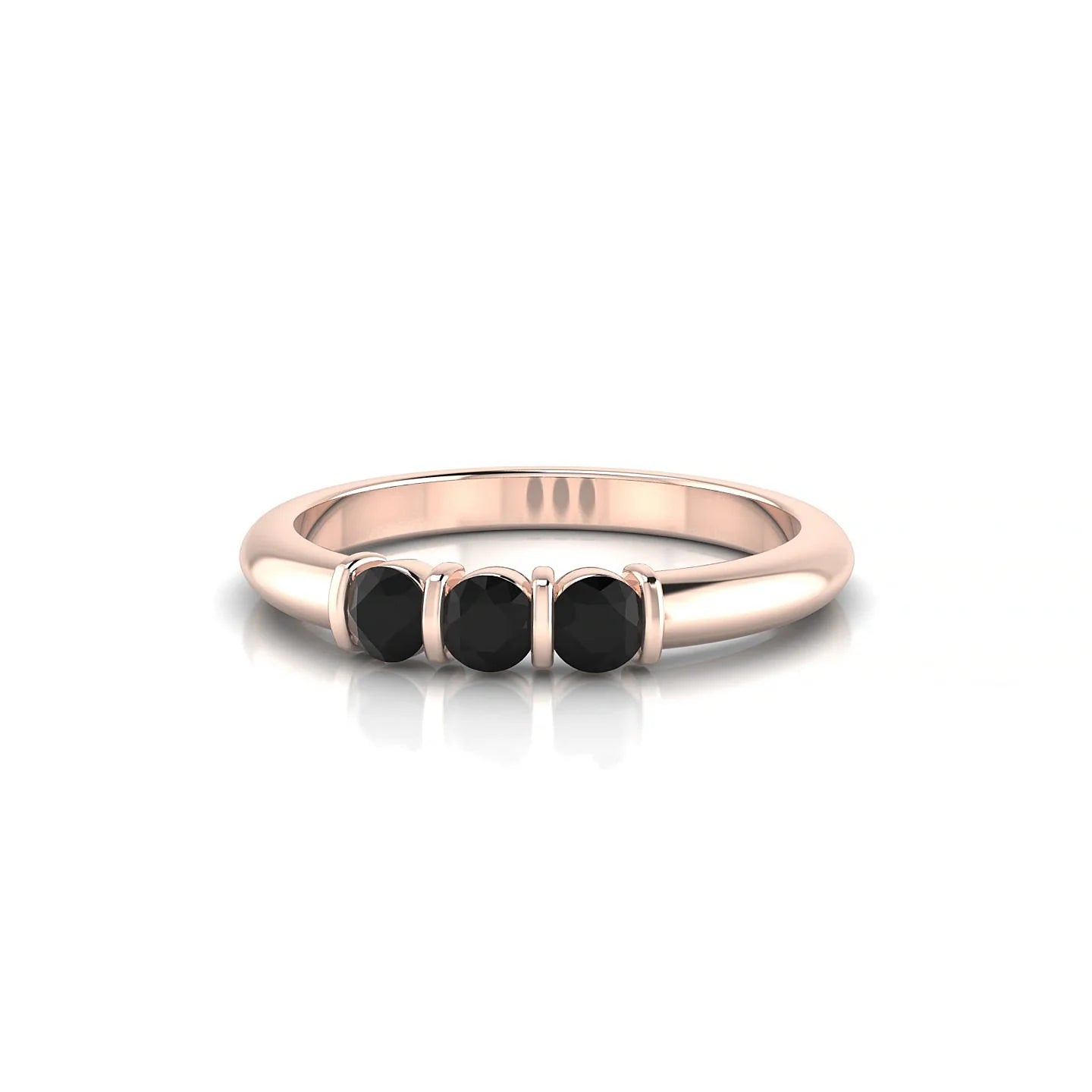 Ridge | 18k Rose Gold 3 mm Round Black Diamond Ring