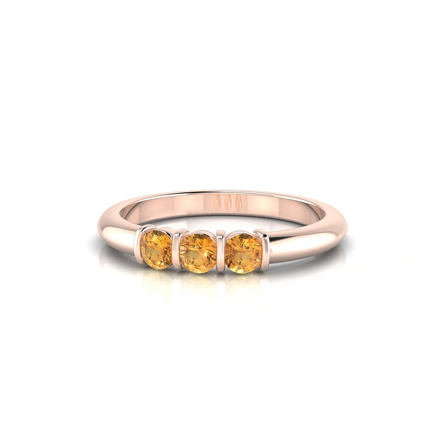 Ridge | 18k Rose Gold 3 mm Round Citrine Ring
