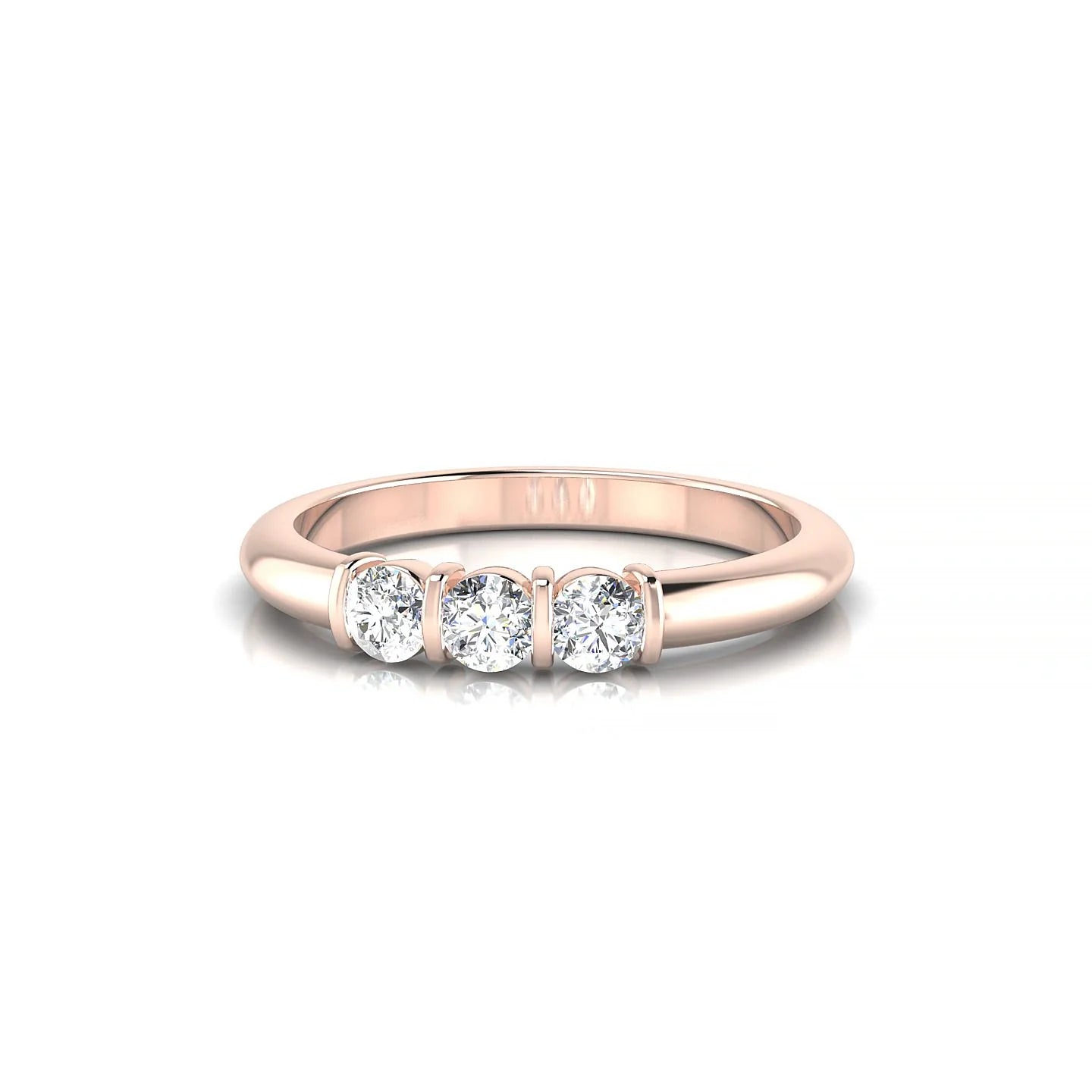 Ridge | 18k Rose Gold 3 mm Round Diamond Ring