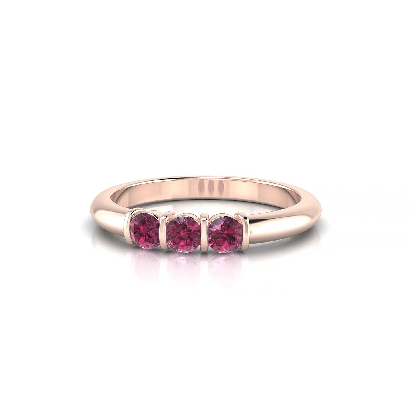 Ridge | 18k Rose Gold 3 mm Round Rhodolite Ring