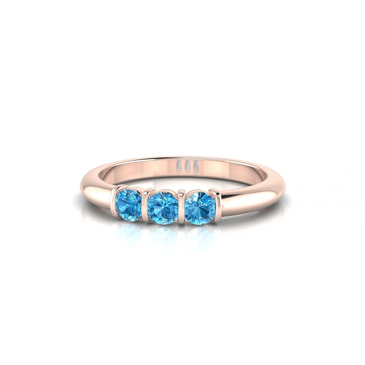 Ridge | 18k Rose Gold 3 mm Round Topaz Ring