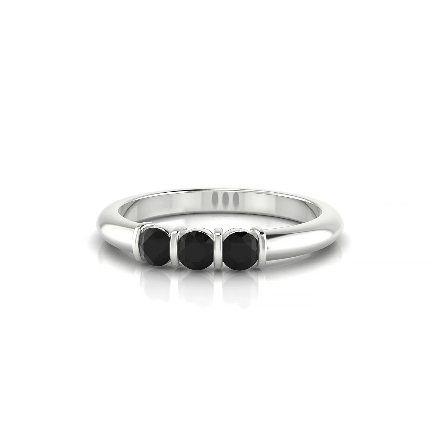 Ridge | 18k White Gold 3 mm Round Black Diamond Ring