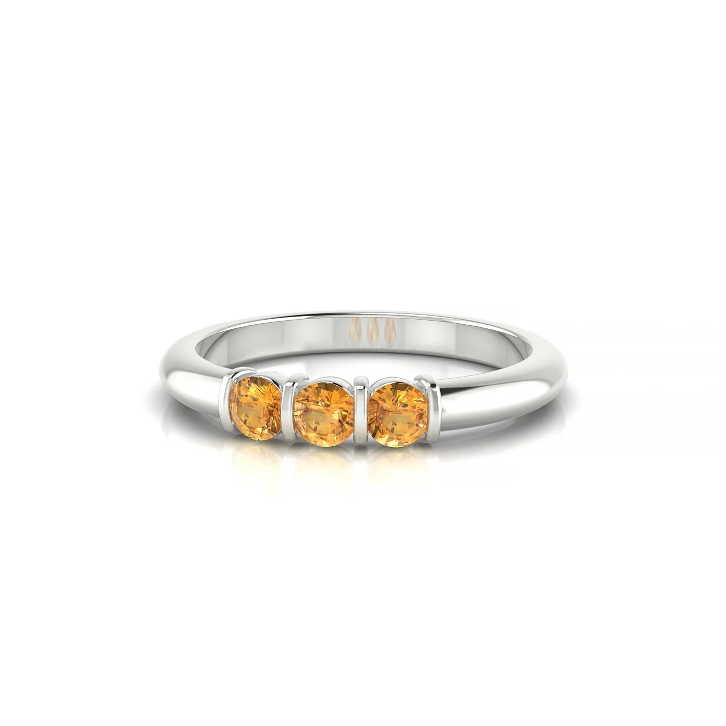 Ridge | 18k White Gold 3 mm Round Citrine Ring
