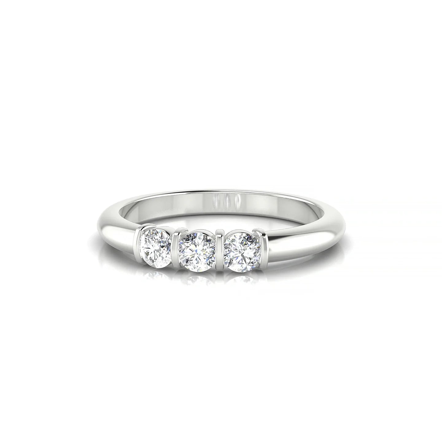 Ridge | 18k White Gold 3 mm Round Diamond Ring