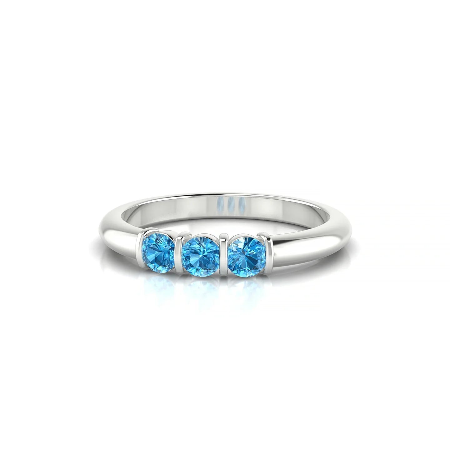 Ridge | 18k White Gold 3 mm Round Topaz Ring