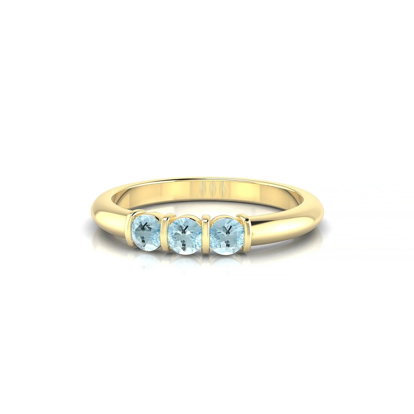 Ridge | 18k Yellow Gold 3 mm Round Aquamarine Ring