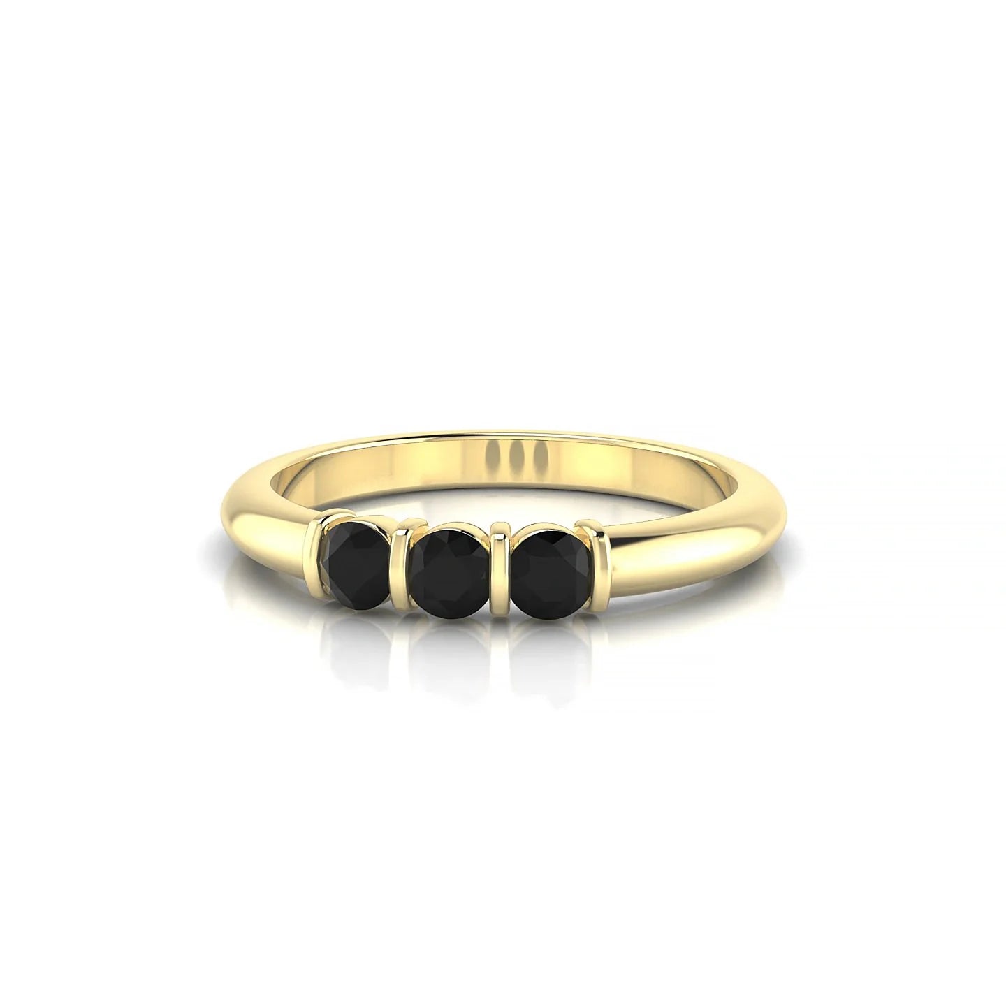 Ridge | 18k Yellow Gold 3 mm Round Black Diamond Ring