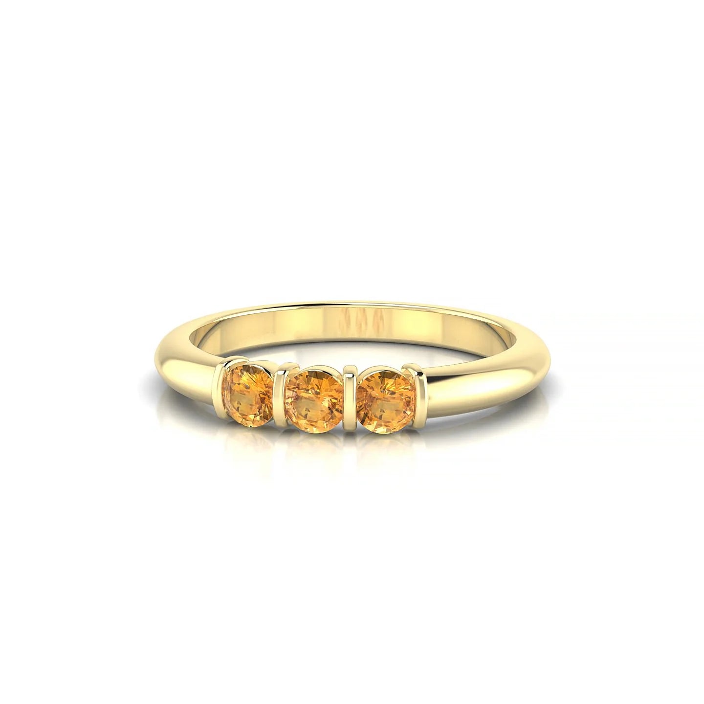 Ridge | 18k Yellow Gold 3 mm Round Citrine Ring