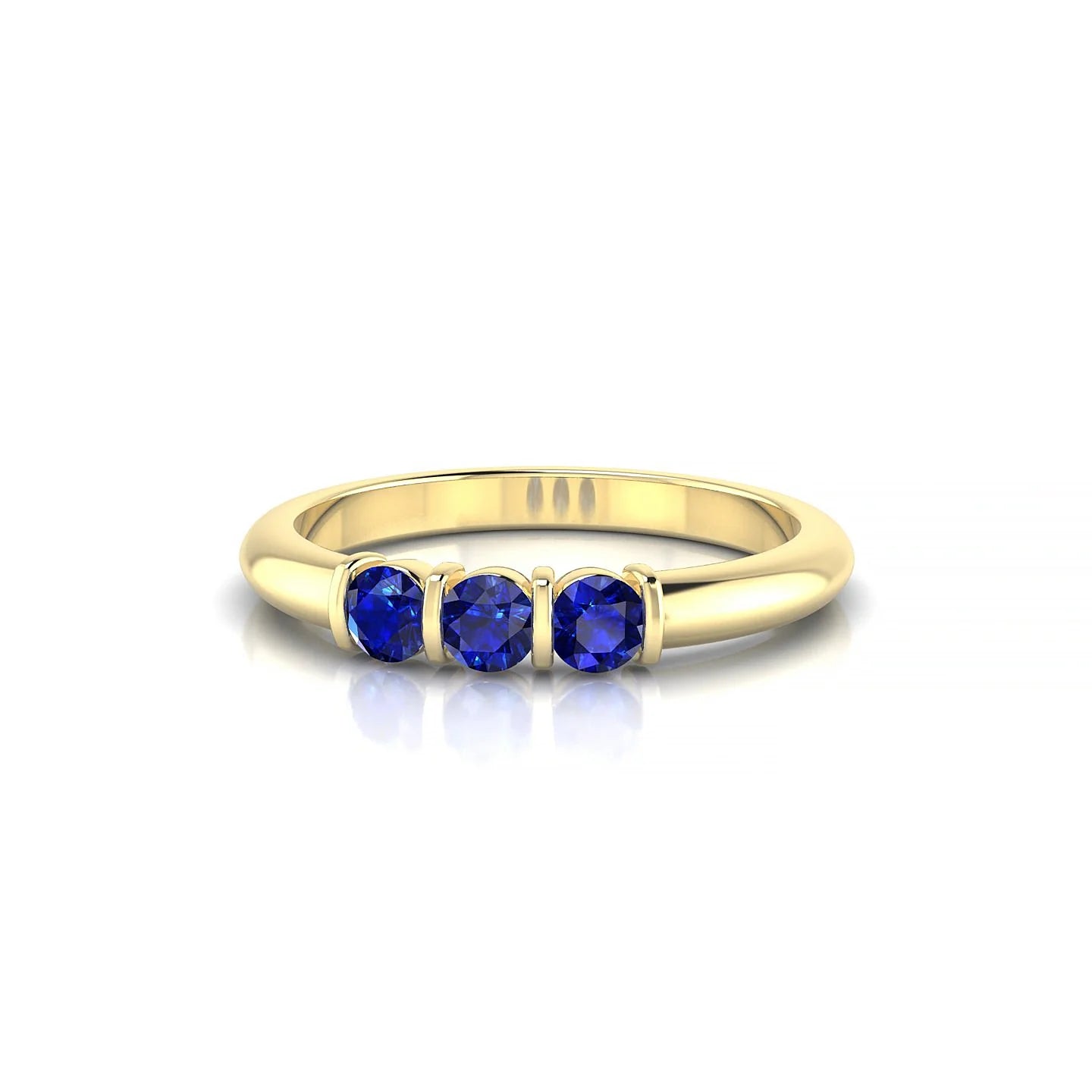Ridge | 18k Yellow Gold 3 mm Round Sapphire Ring
