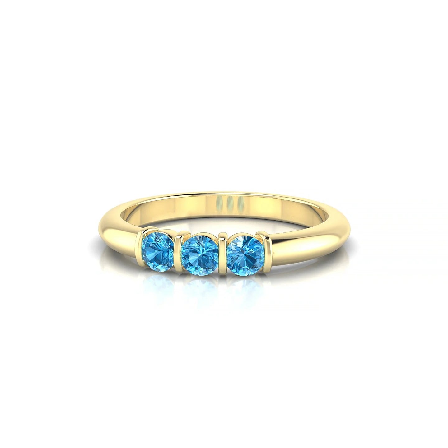 Ridge | 18k Yellow Gold 3 mm Round Topaz Ring