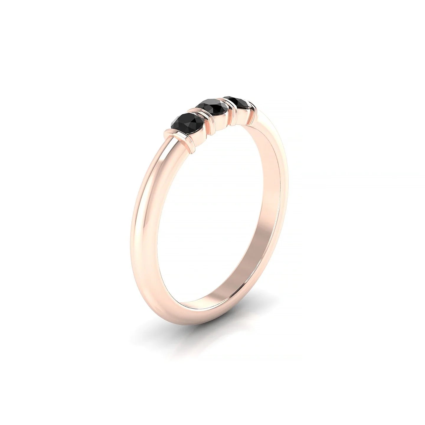 Ridge | 18k Rose Gold 3 mm Round Black Diamond Ring